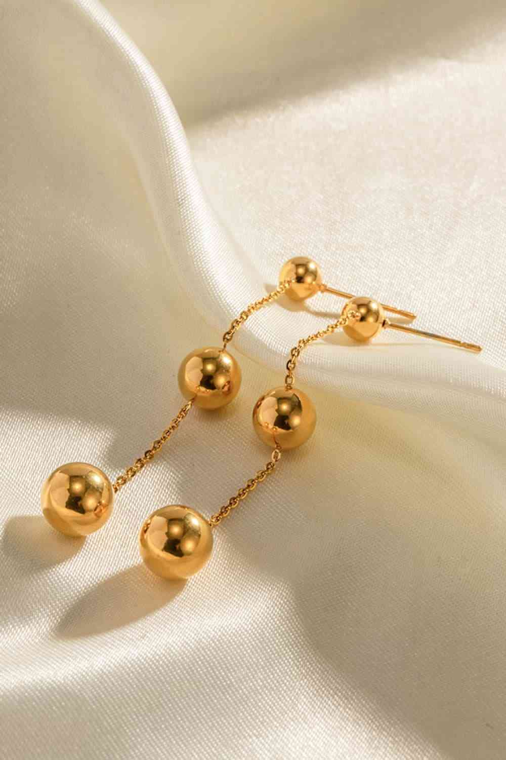 Ball Bead and Chain Drop Earrings - Que Joyitas