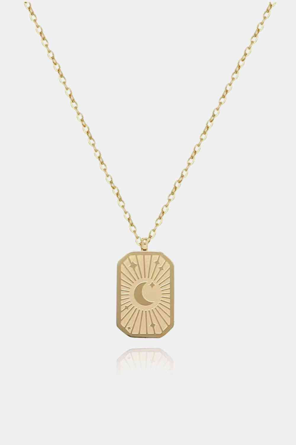 Squared Moon & Sun Pendant Necklace - Que Joyitas