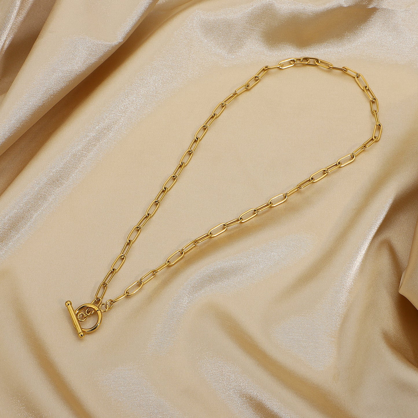 Paper Clip Chain Gold Necklace - Que Joyitas