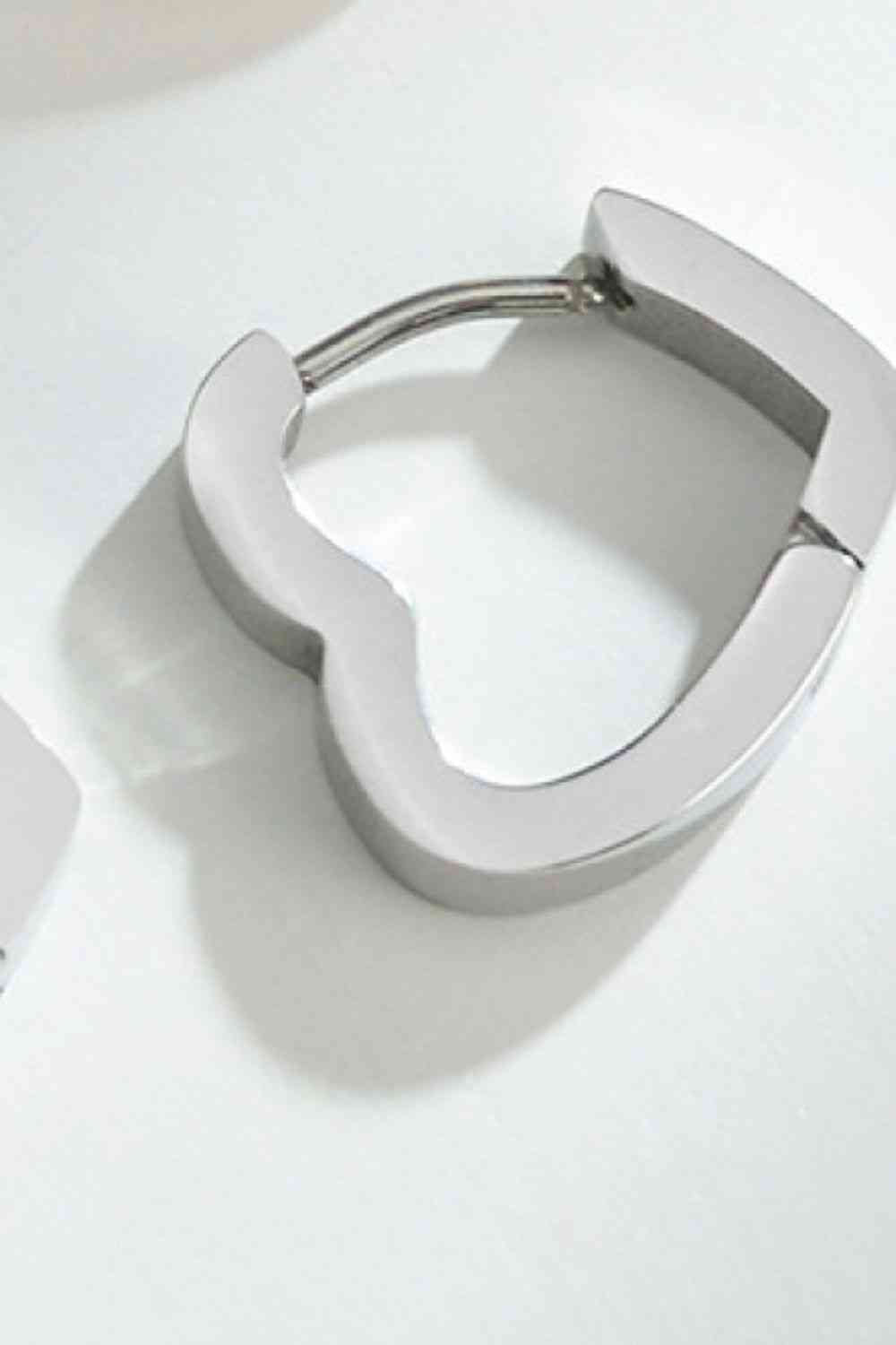 Love Lockdown Heart Huggies Stainless Steel Earrings - Que Joyitas