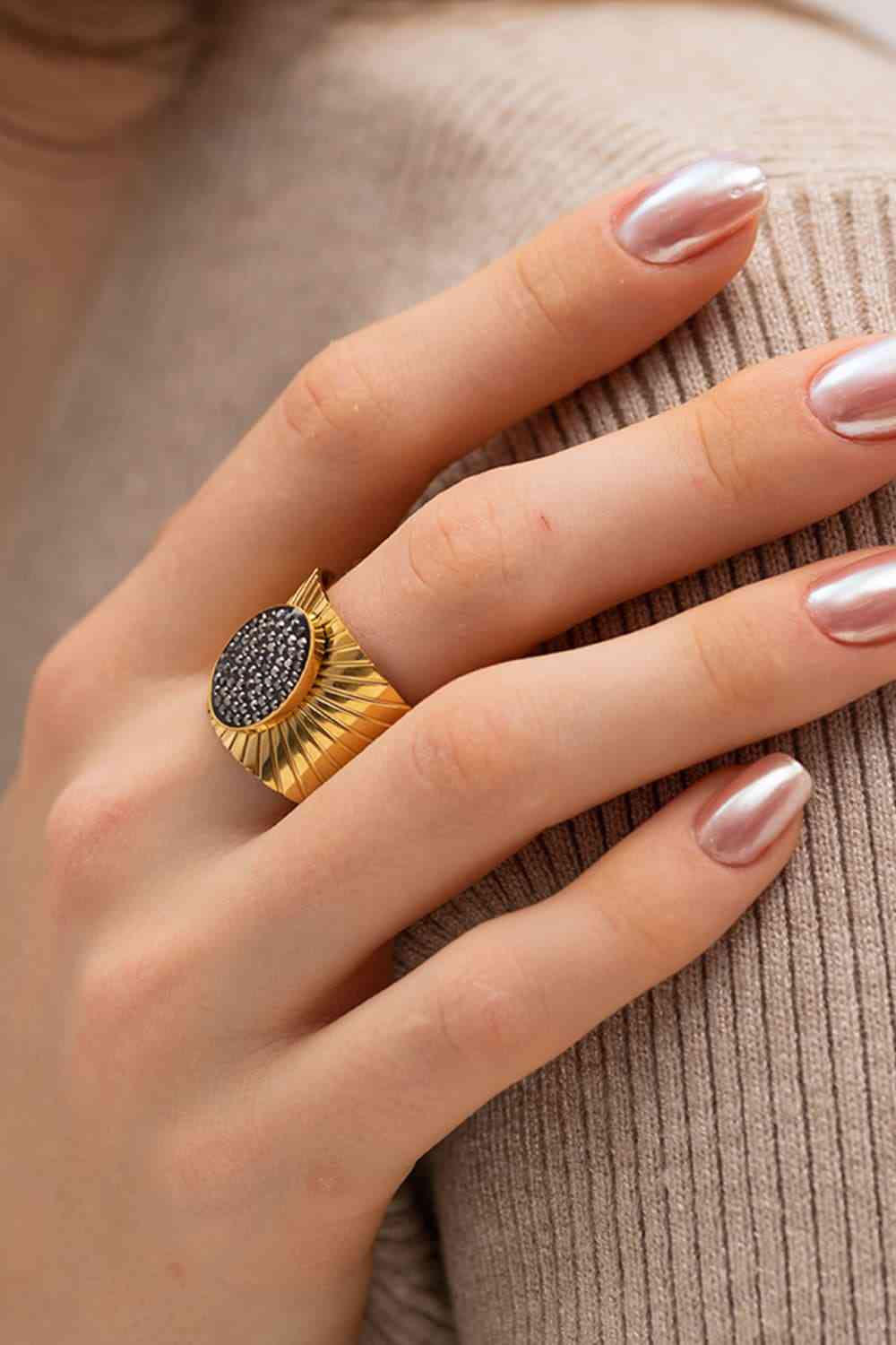 Wide Band Stainless Steel Open Ring - Que Joyitas