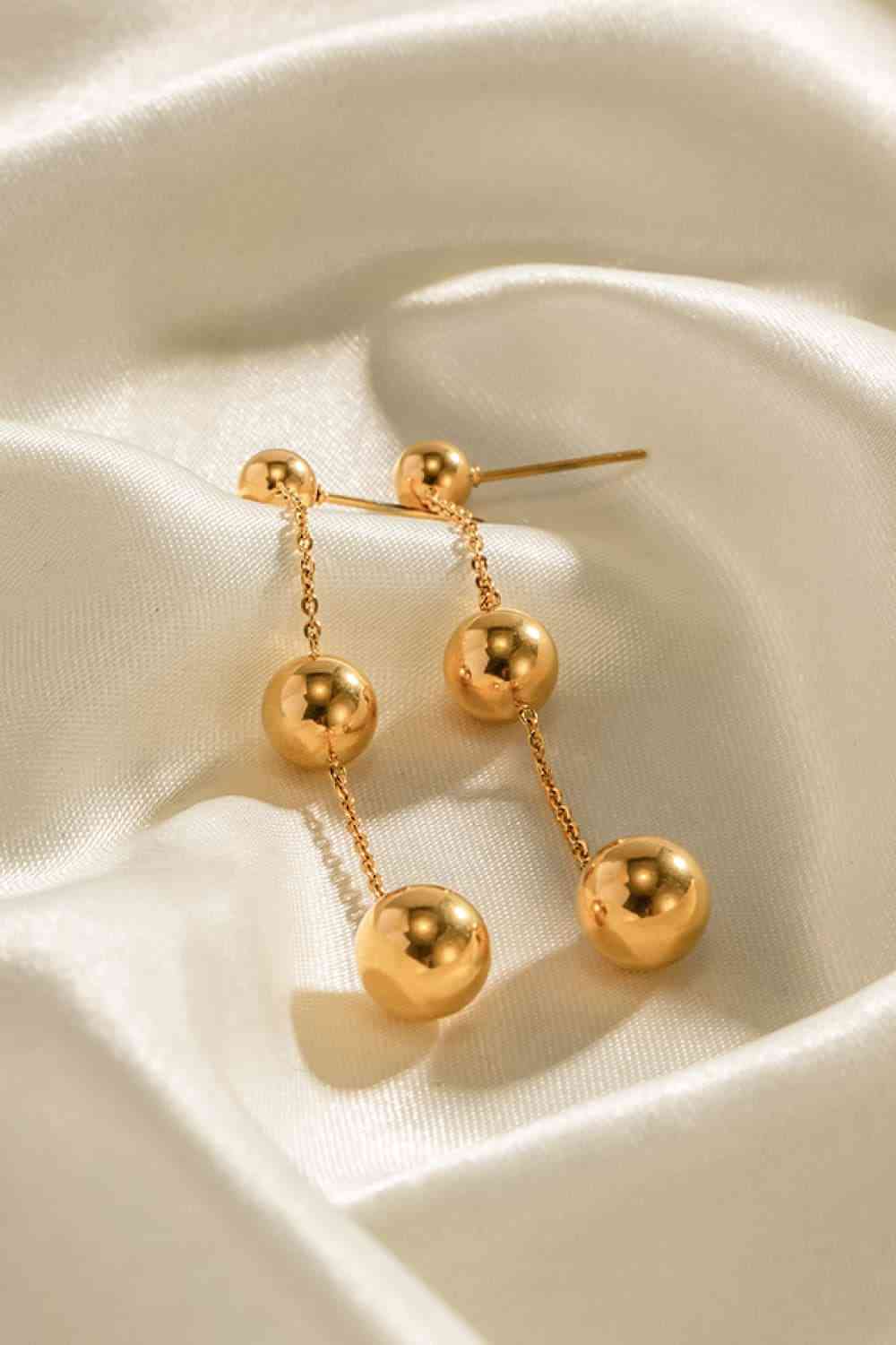 Ball Bead and Chain Drop Earrings - Que Joyitas