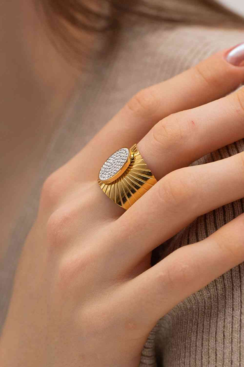 Wide Band Stainless Steel Open Ring - Que Joyitas