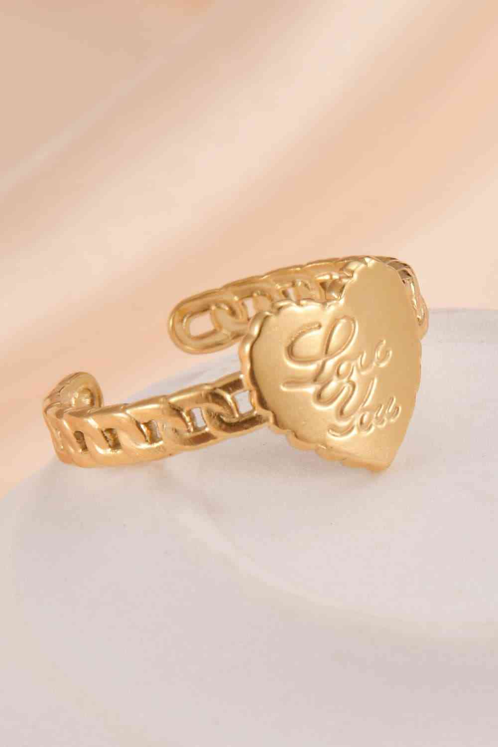 14K Gold Plated LOVE YOU Open Ring - Que Joyitas