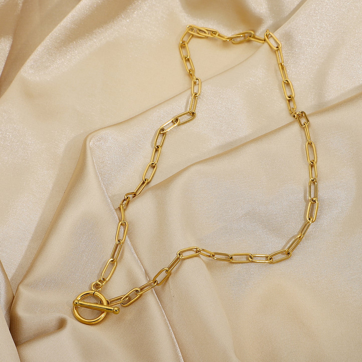 Paper Clip Chain Gold Necklace - Que Joyitas