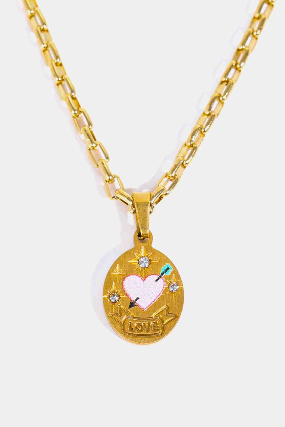 Beauty Loved Gold Oval Pendant Necklace - Que Joyitas