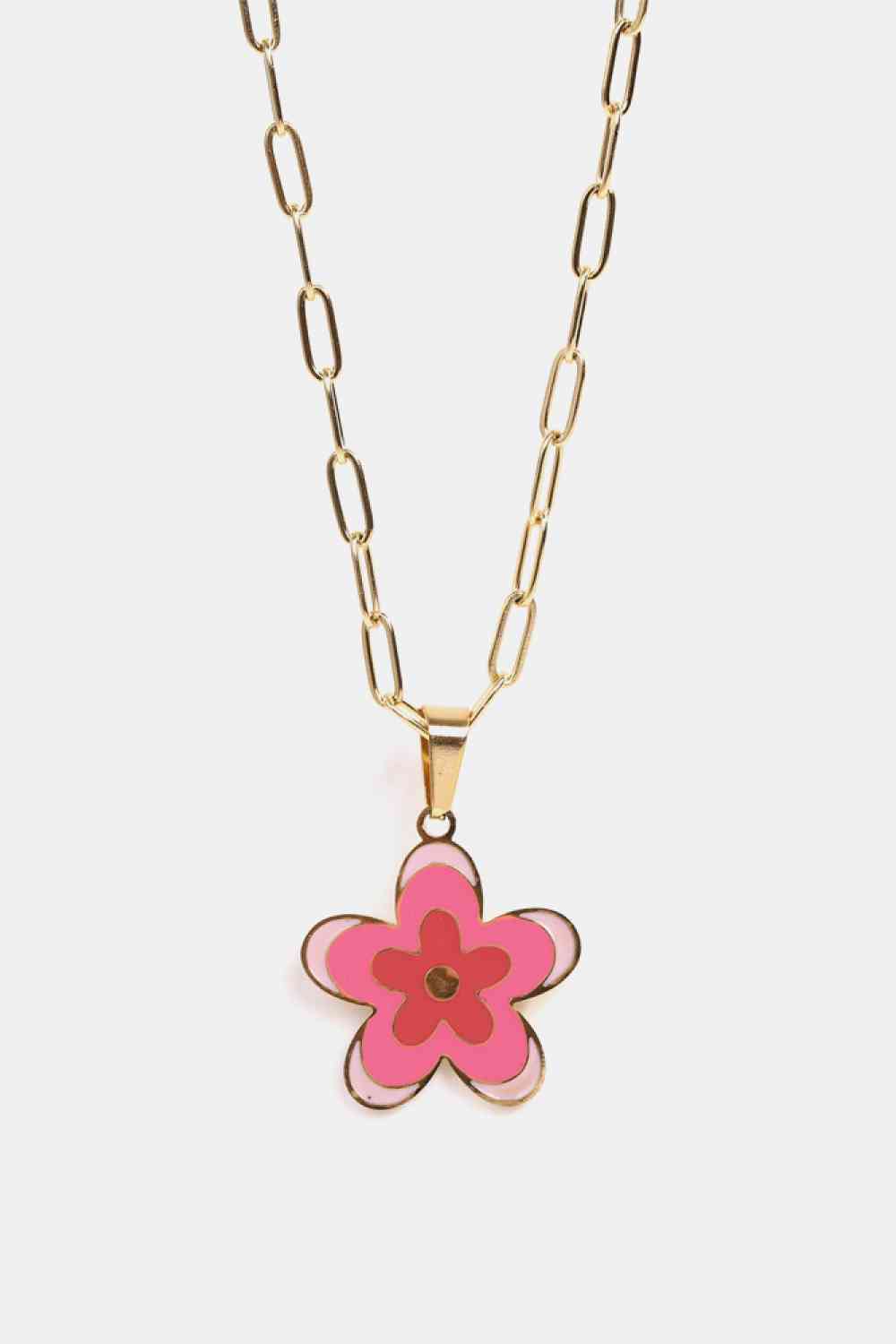 Flower Pendant Stainless Steel Necklace - Que Joyitas