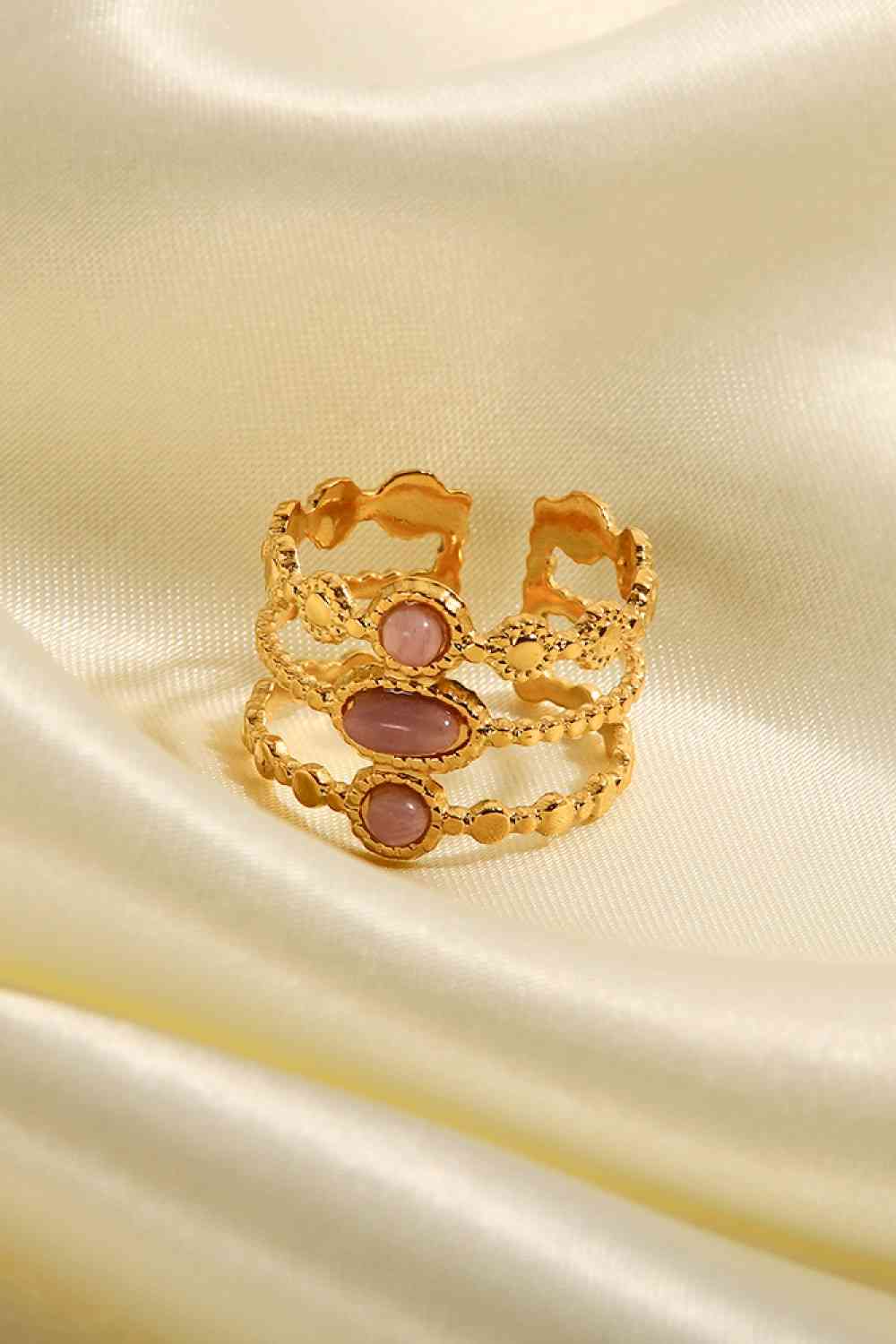Pink and Gold Triple-Layered Open Ring - Que Joyitas
