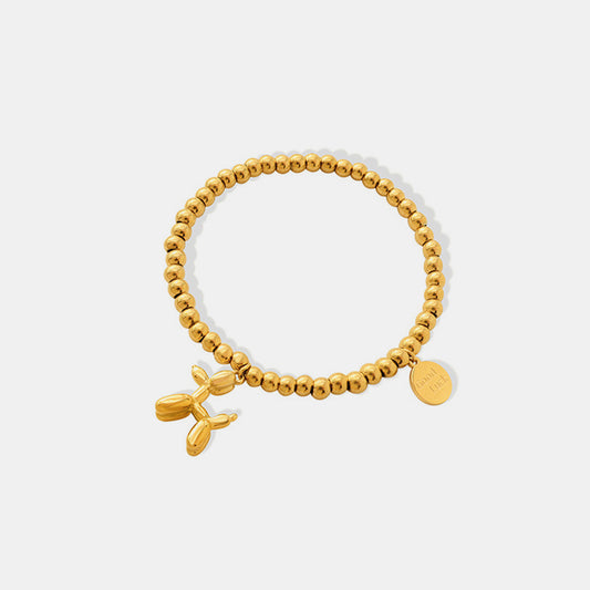 Good Luck Ballon Puppy Charm Gold Bracelet