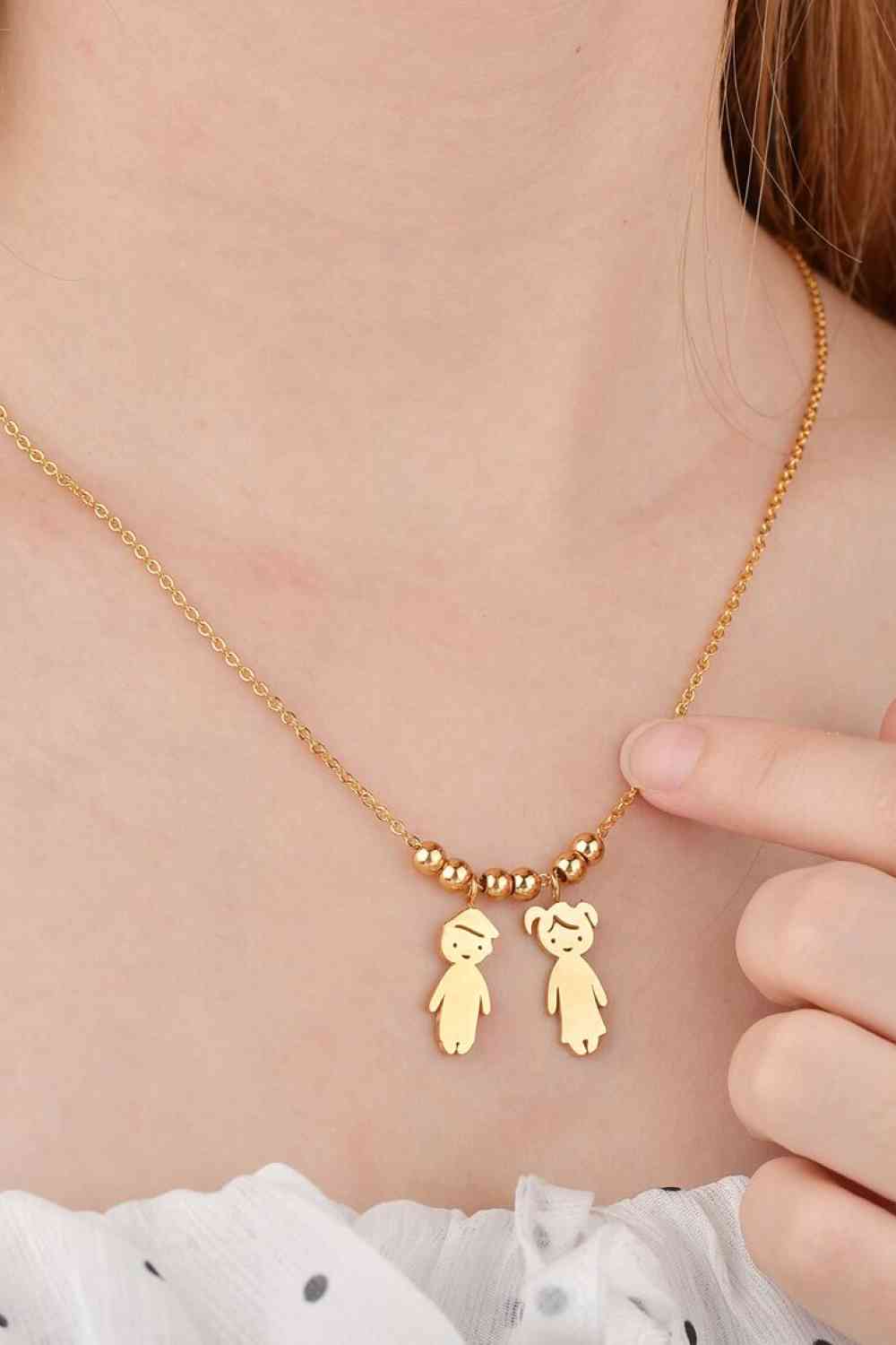 Boy and Girl Pendant Stainless Steel Necklace - Que Joyitas