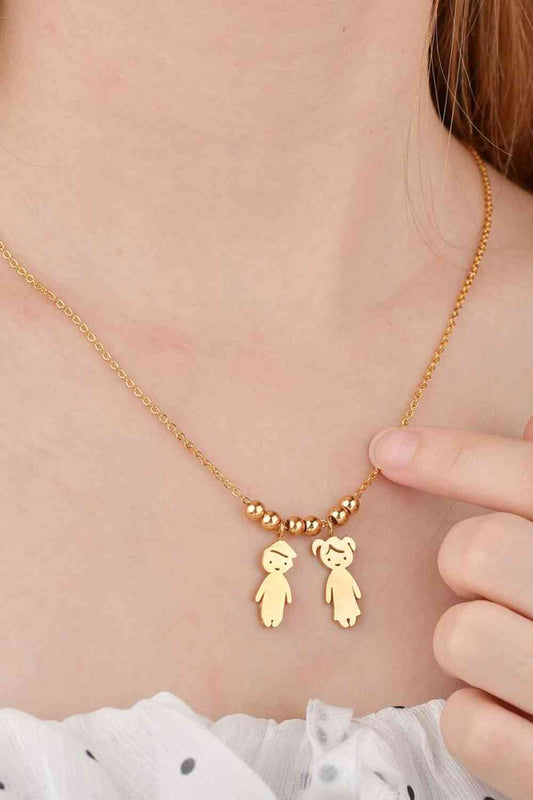 Boy and Girl Pendant Stainless Steel Necklace - Que Joyitas