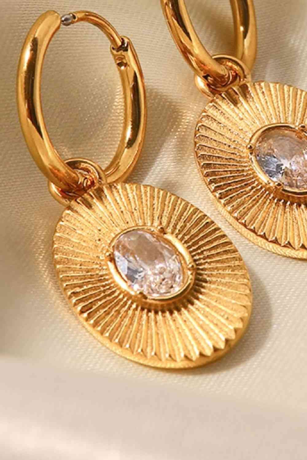 Stainless Steel Oval Dangle Earrings - Que Joyitas