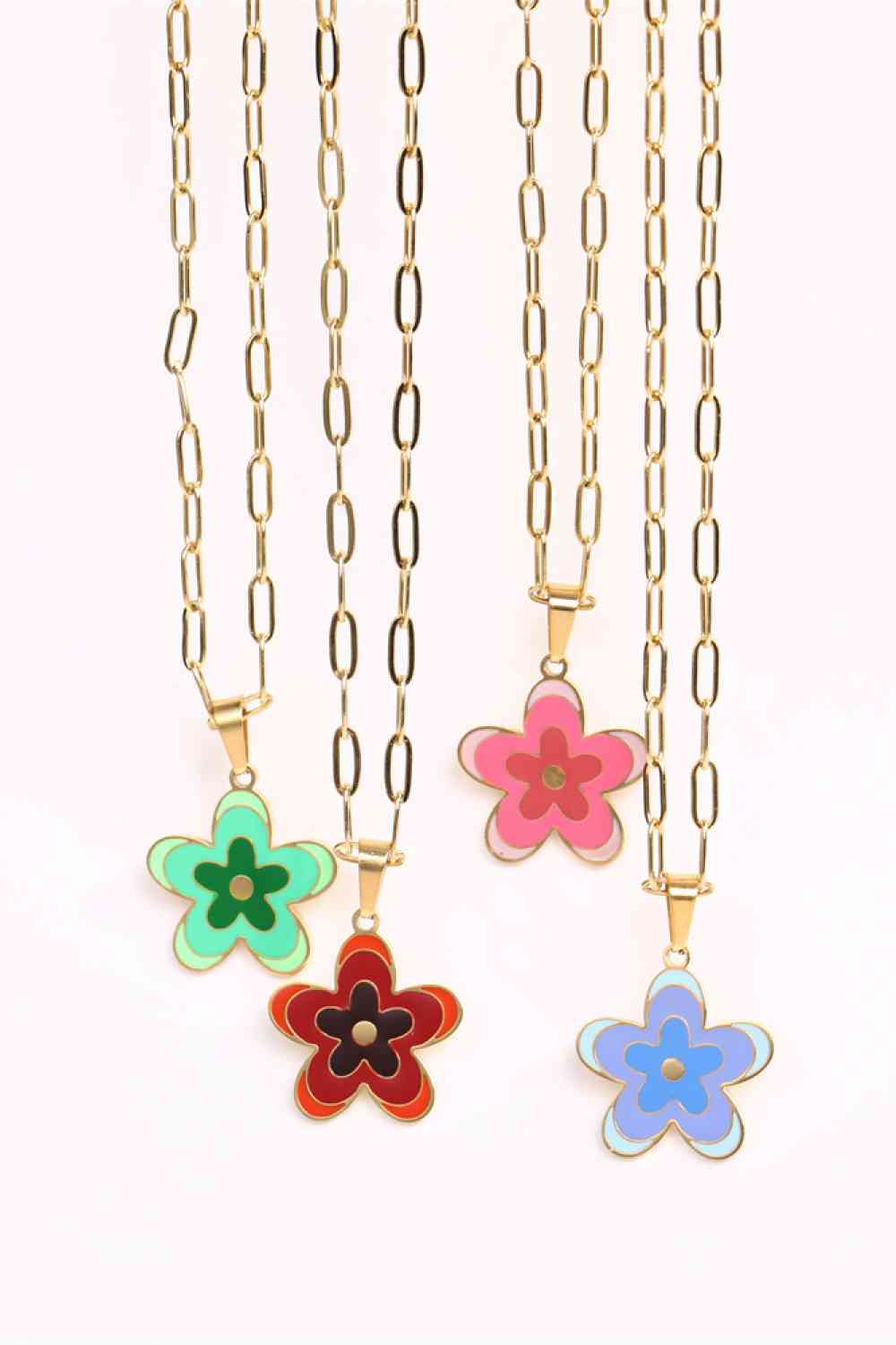 Flower Pendant Stainless Steel Necklace - Que Joyitas