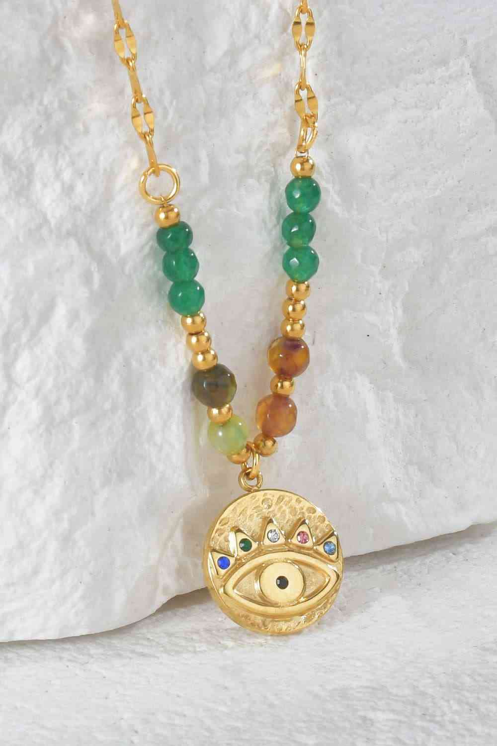 Mal De Ojos Beaded Gold Necklace - Que Joyitas