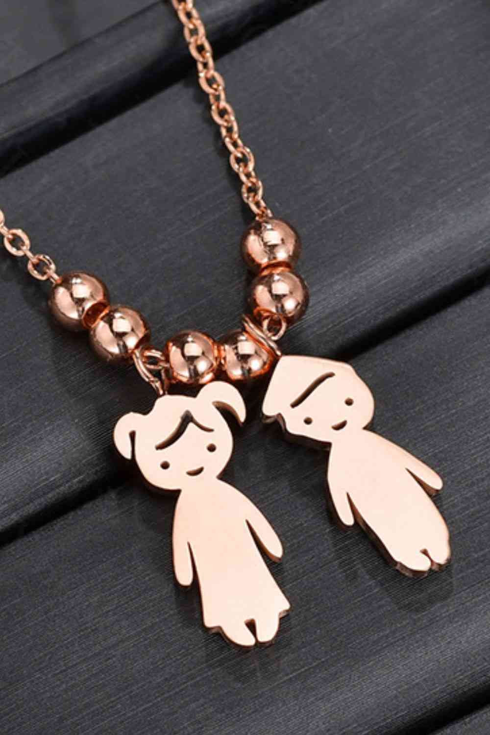Boy and Girl Pendant Stainless Steel Necklace - Que Joyitas