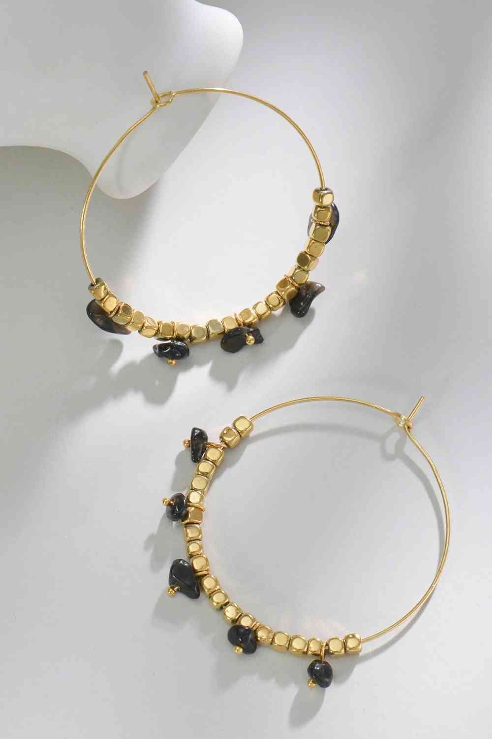 Turquoise Stainless Steel Hoop Earrings - Que Joyitas