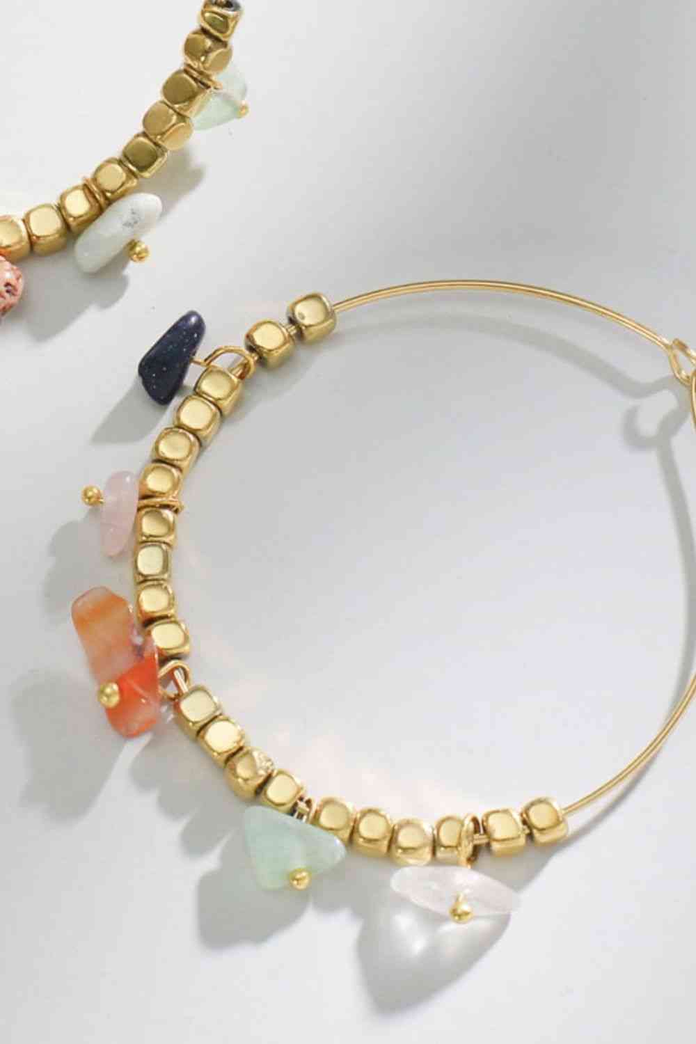 Turquoise Stainless Steel Hoop Earrings - Que Joyitas