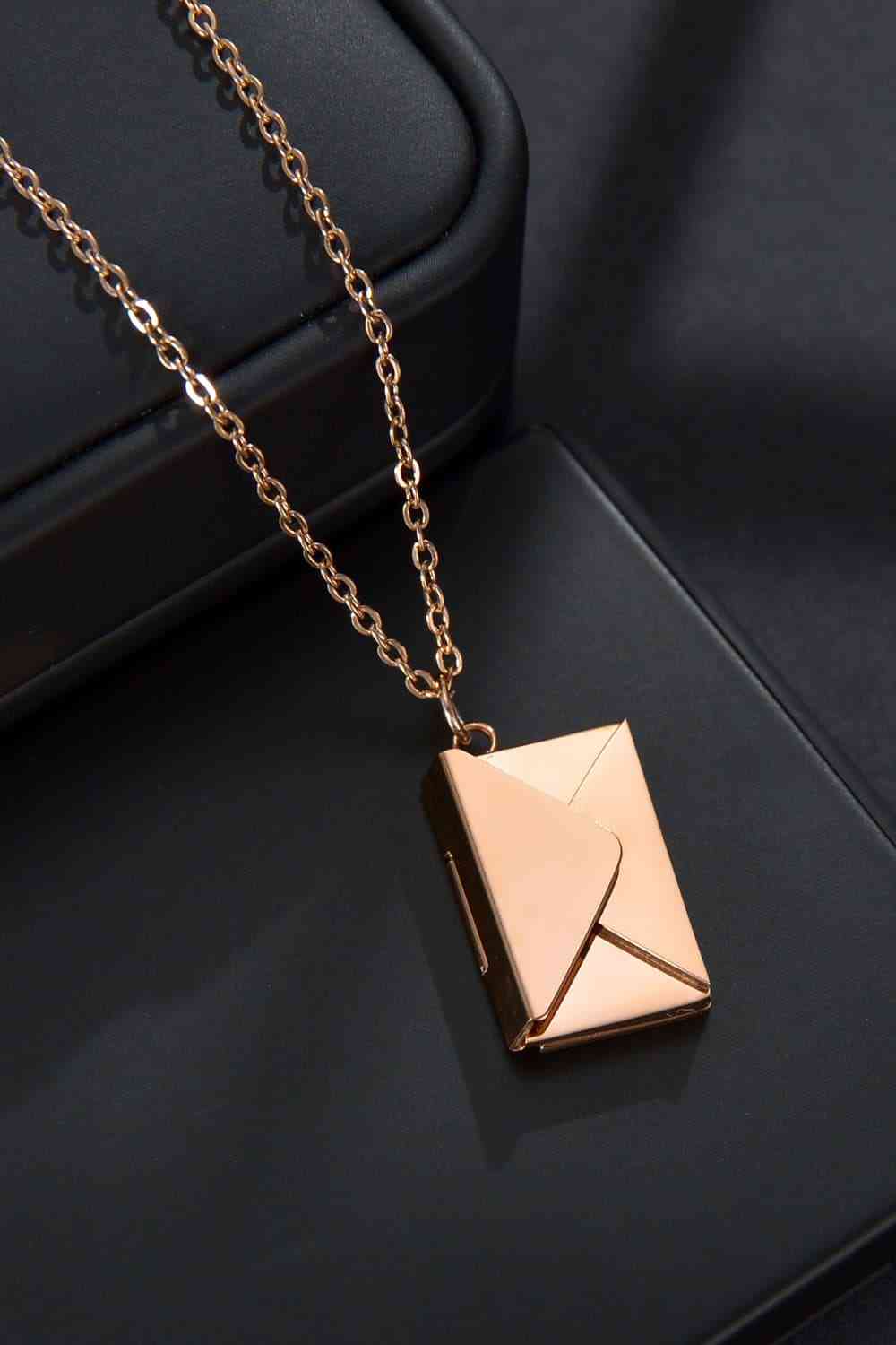 Envelope Love Message Pendant Stainless Steel Necklace - Que Joyitas