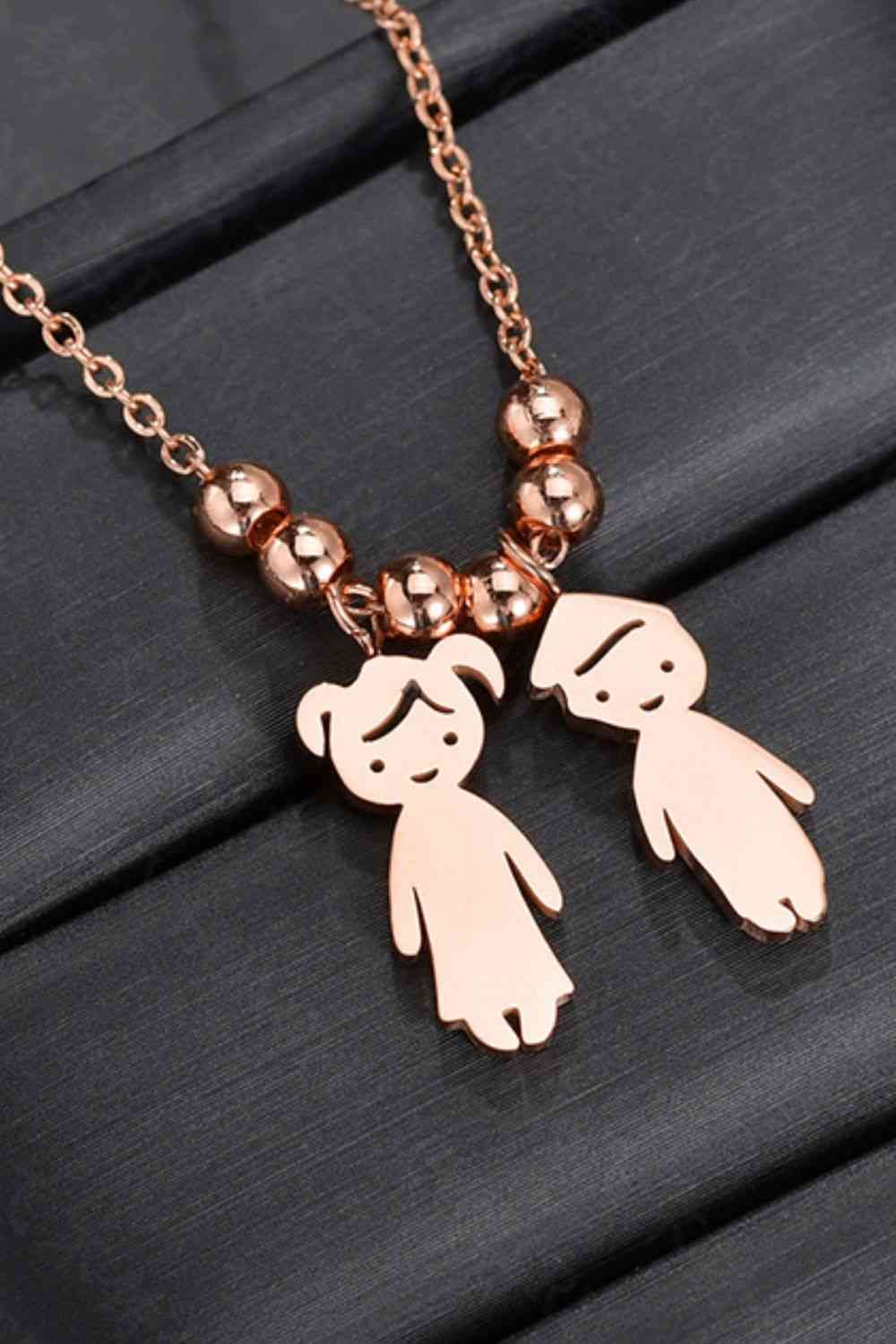 Boy and Girl Pendant Stainless Steel Necklace - Que Joyitas