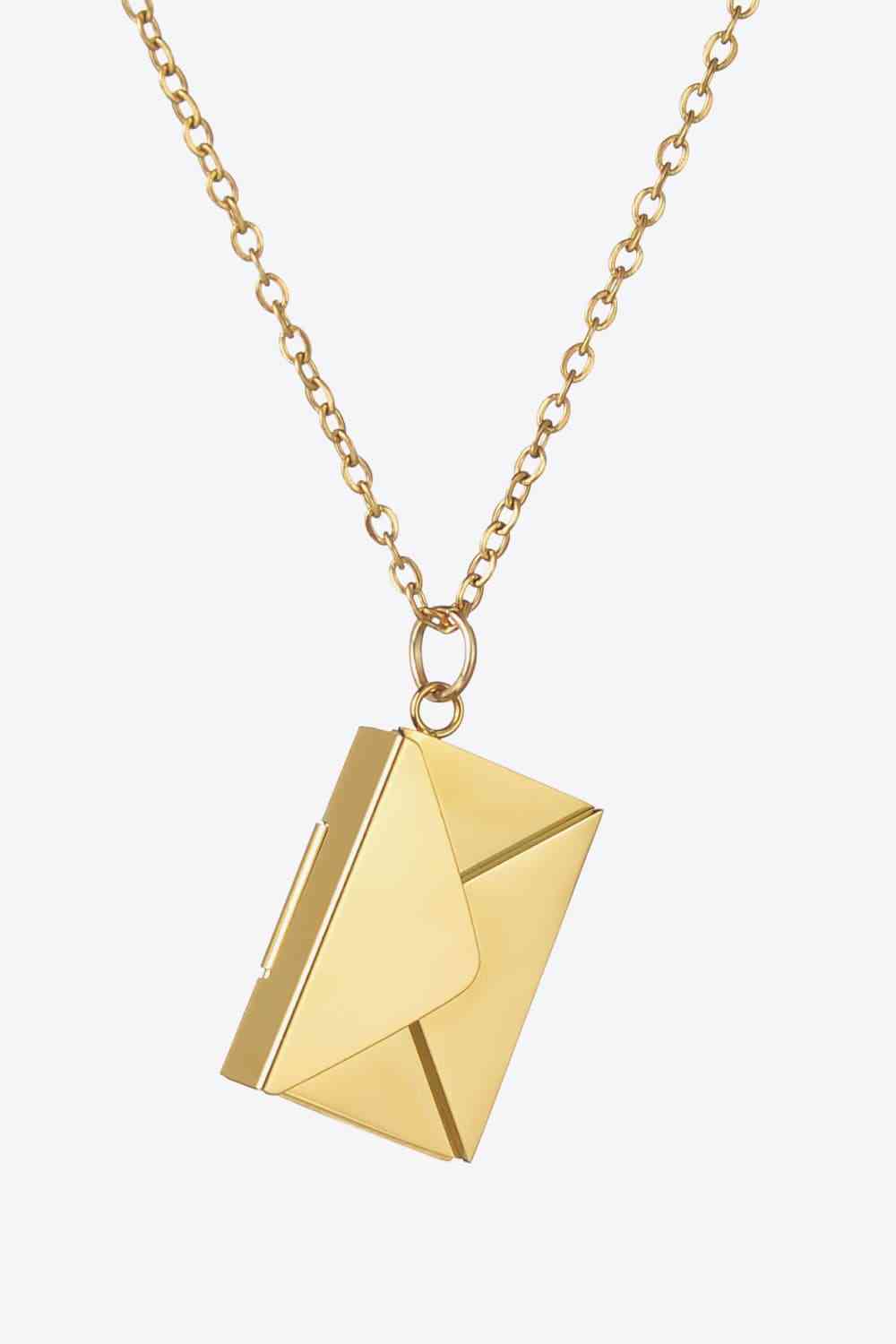 Envelope Love Message Pendant Stainless Steel Necklace - Que Joyitas