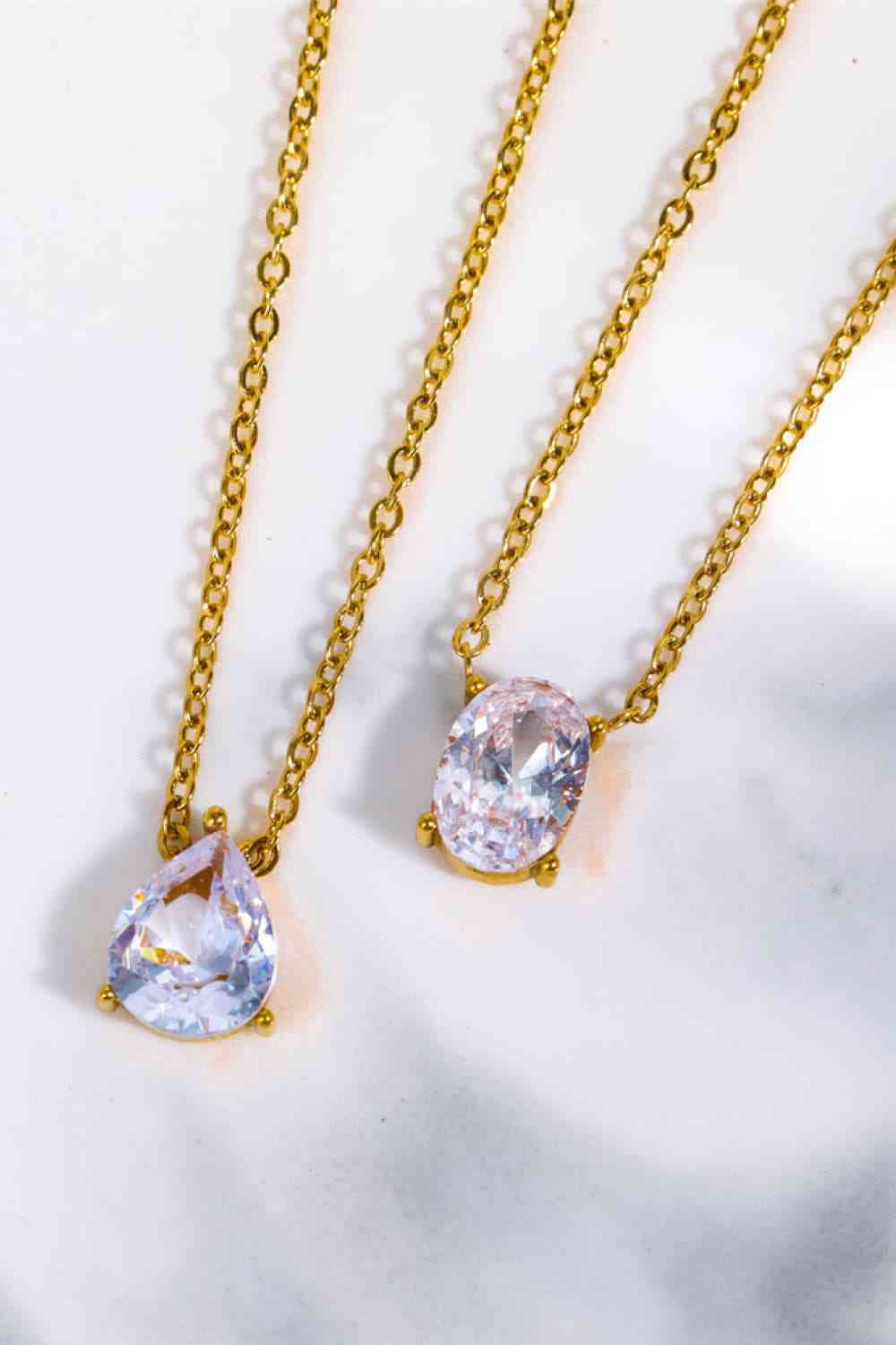 Teardrop & Oval Gold Plated Necklace - Que Joyitas