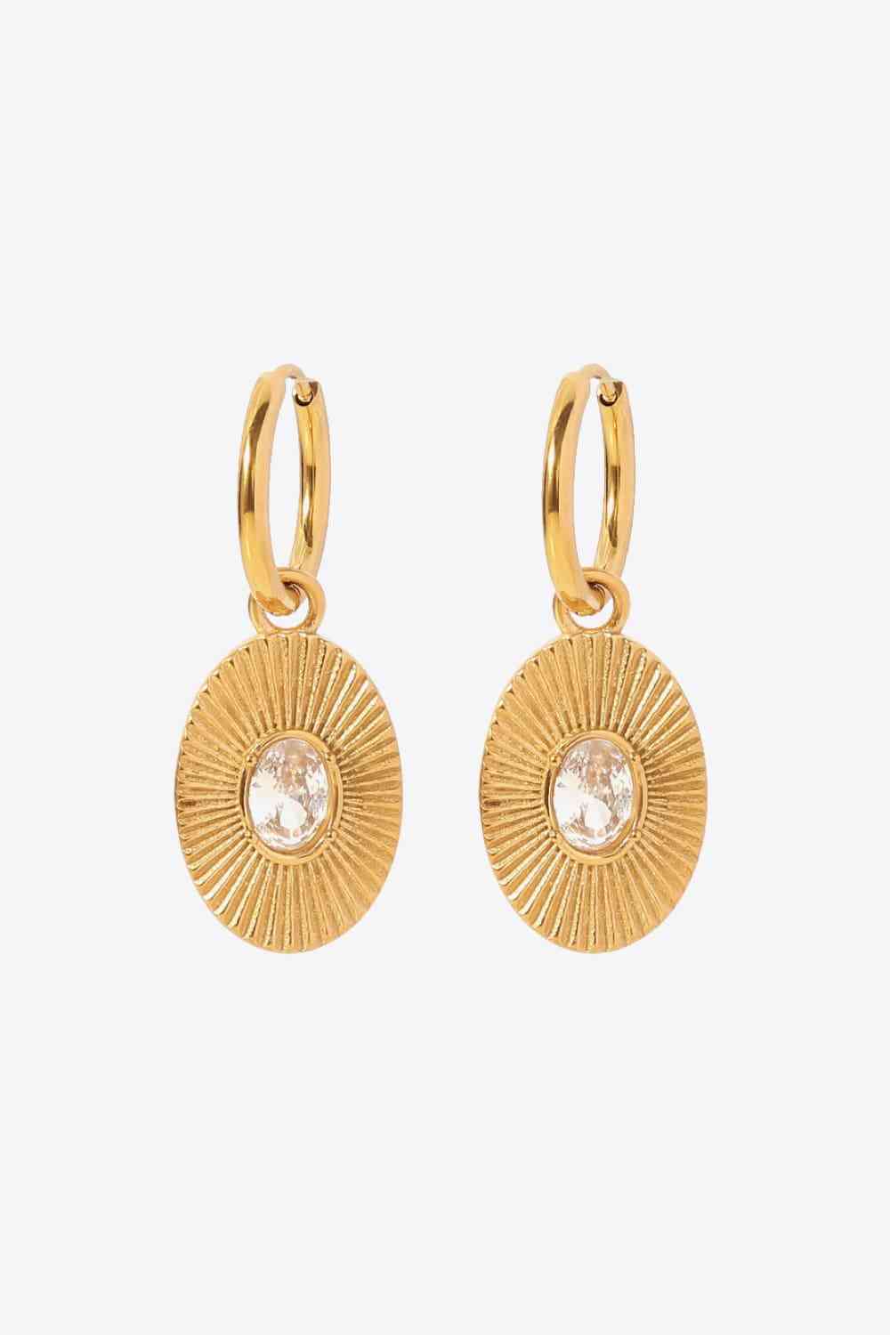 Stainless Steel Oval Dangle Earrings - Que Joyitas