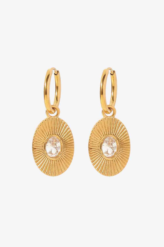 Stainless Steel Oval Dangle Earrings - Que Joyitas
