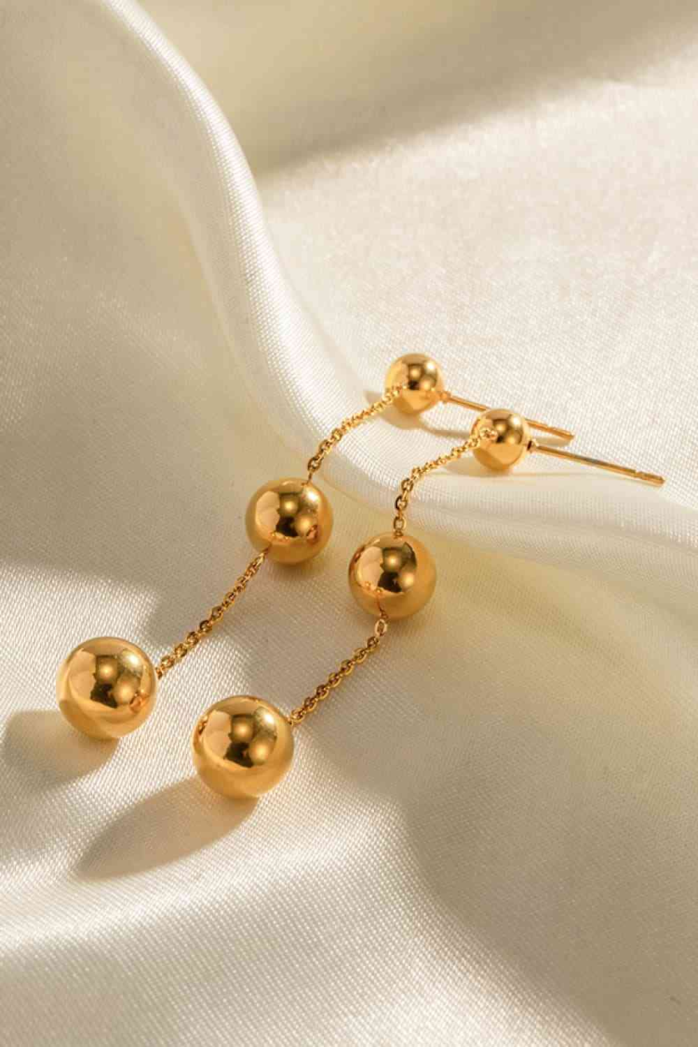 Ball Bead and Chain Drop Earrings - Que Joyitas