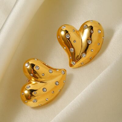 Heart Love Stud Earrings - Que Joyitas