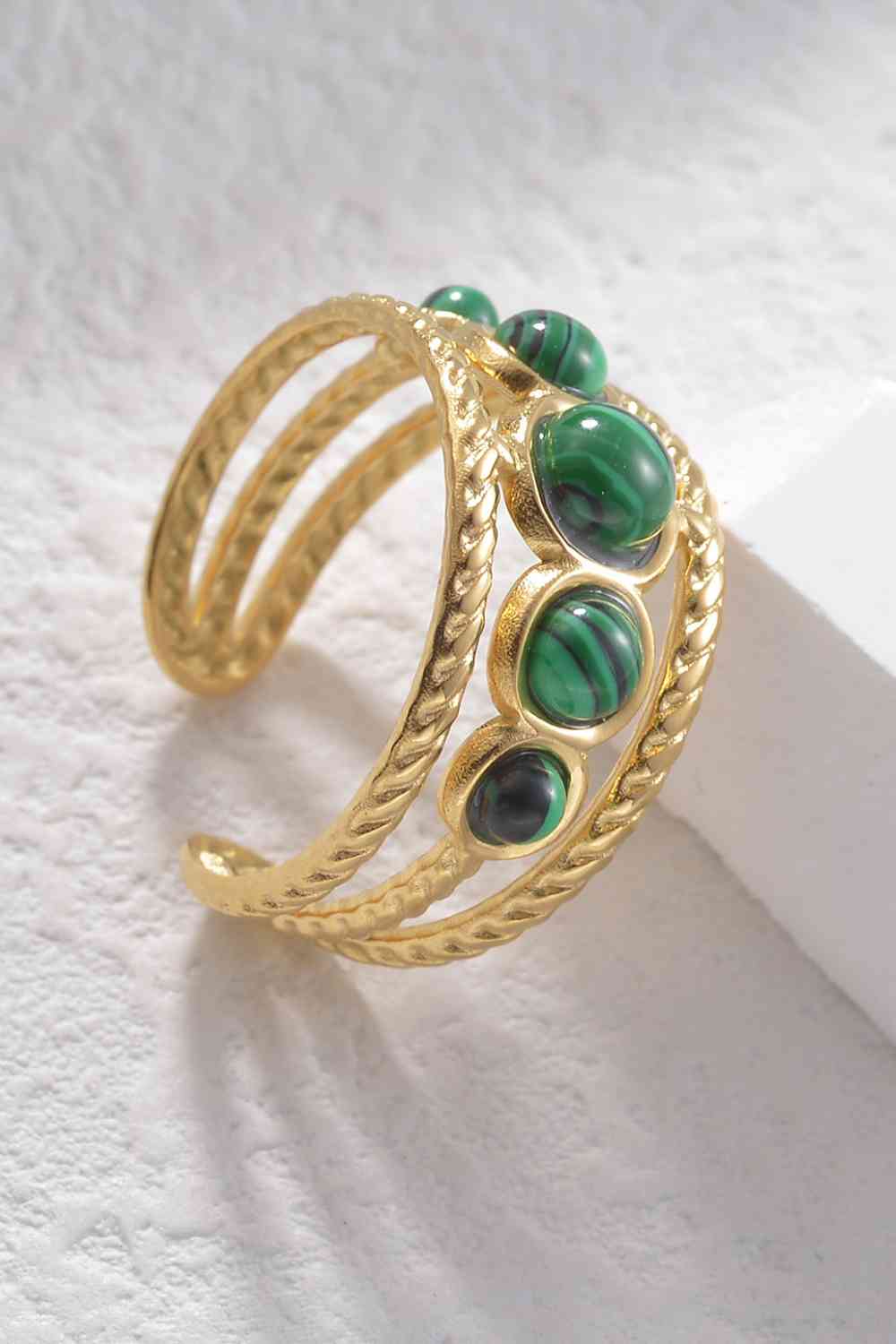 18K Gold Plated Nature Stone Open Ring - Que Joyitas