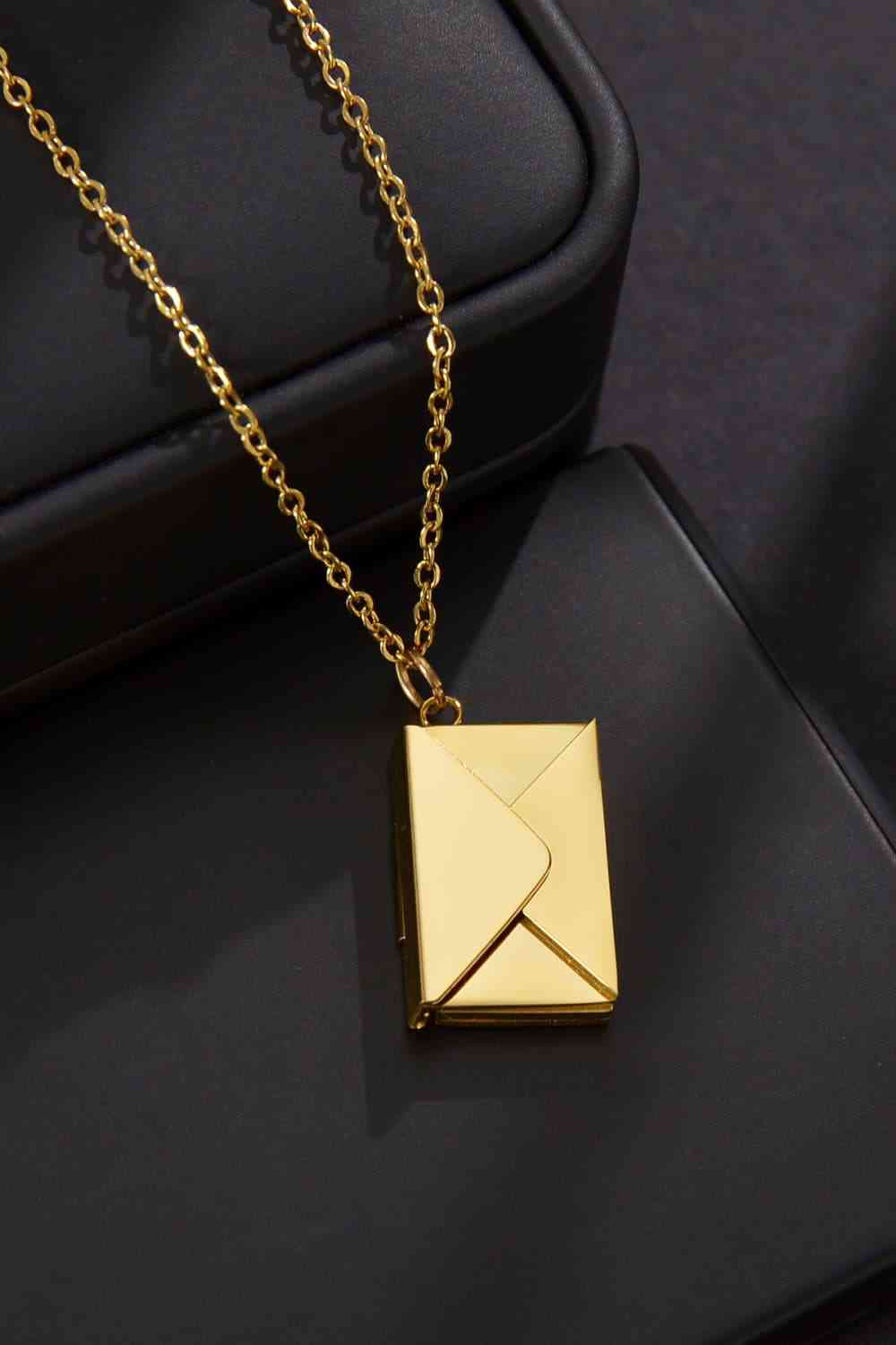 Envelope Love Message Pendant Stainless Steel Necklace - Que Joyitas
