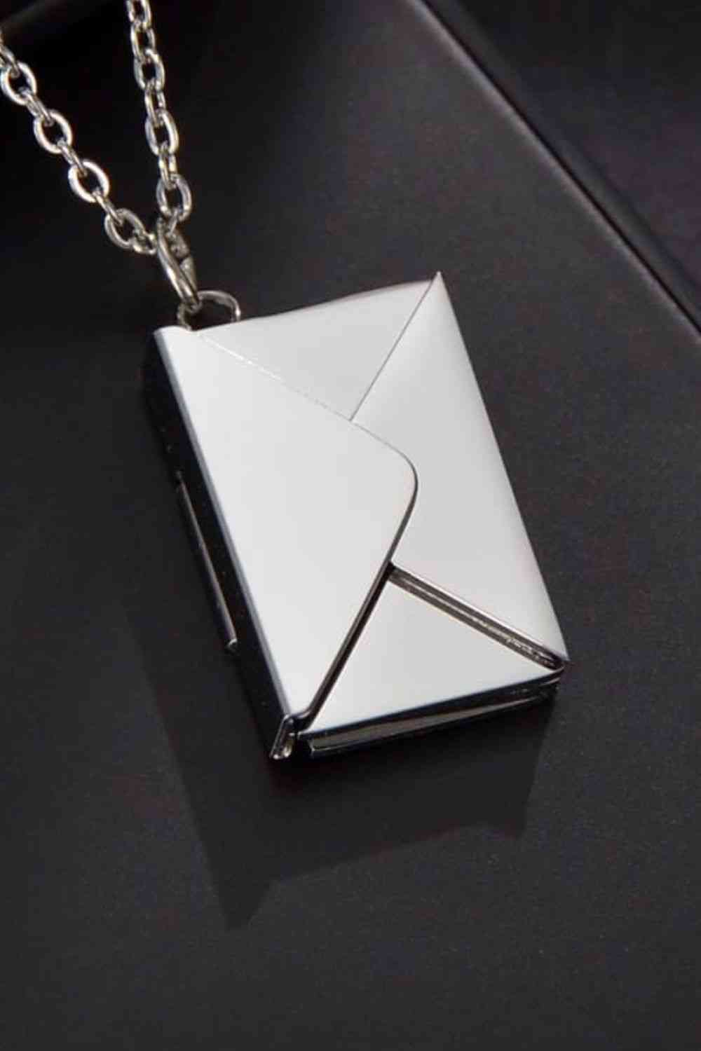 Envelope Love Message Pendant Stainless Steel Necklace - Que Joyitas