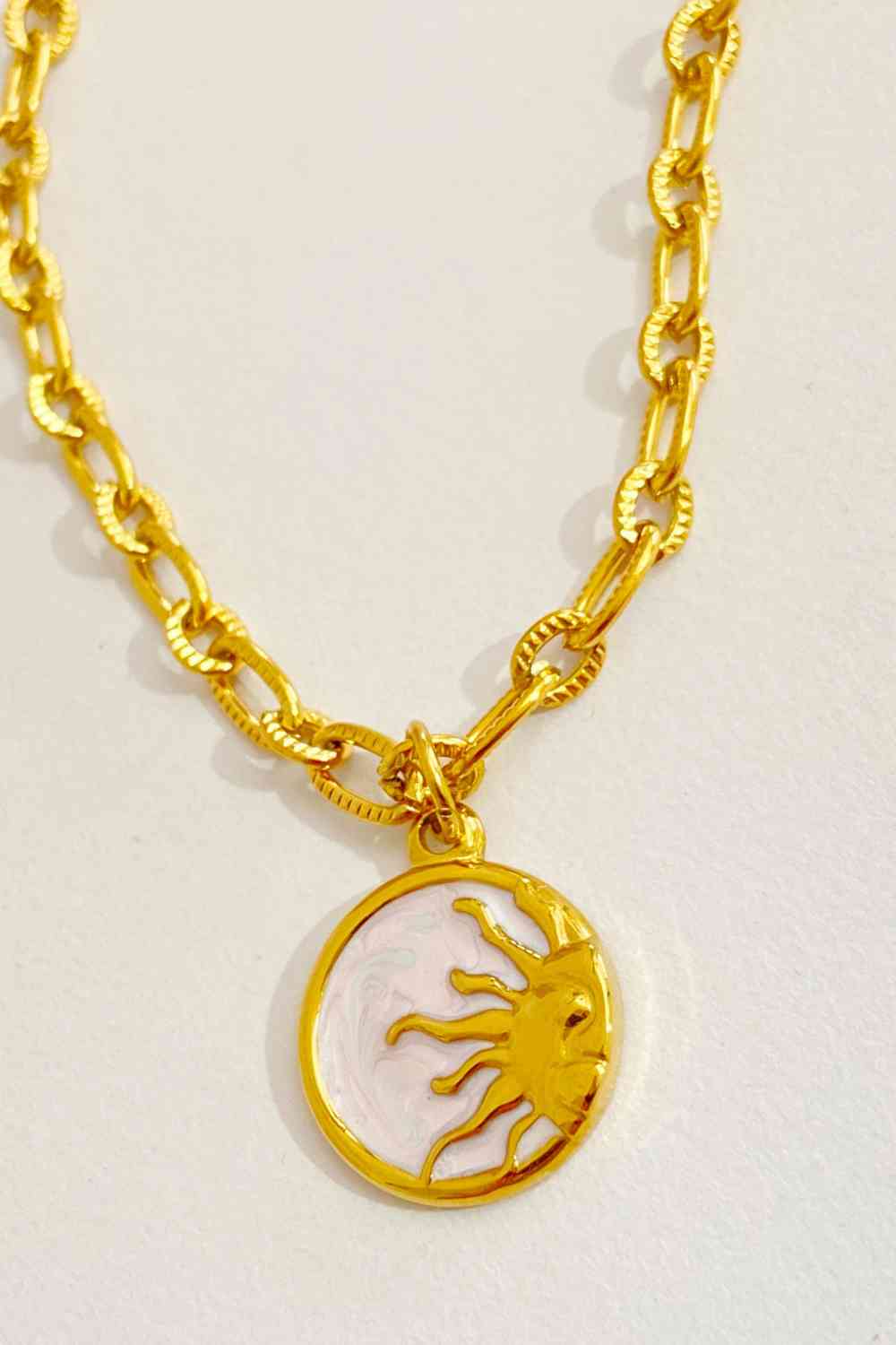 The Moon, Sun & Stars Round Pendant Stainless Steel Necklace - Que Joyitas