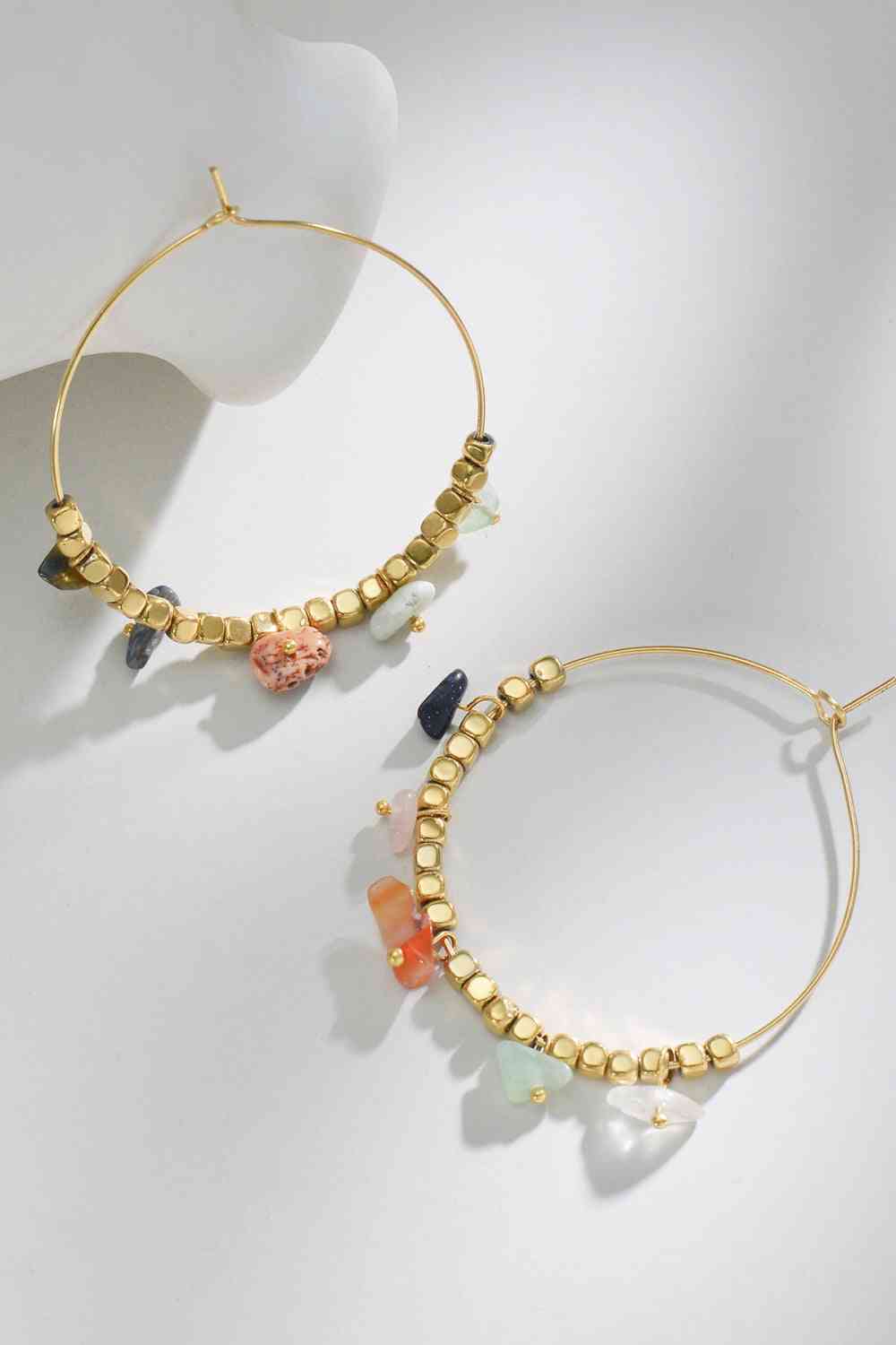 Turquoise Stainless Steel Hoop Earrings - Que Joyitas