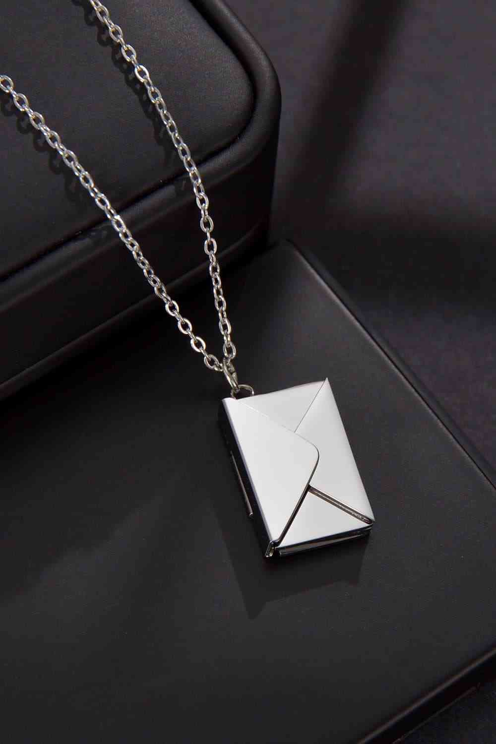 Envelope Love Message Pendant Stainless Steel Necklace - Que Joyitas