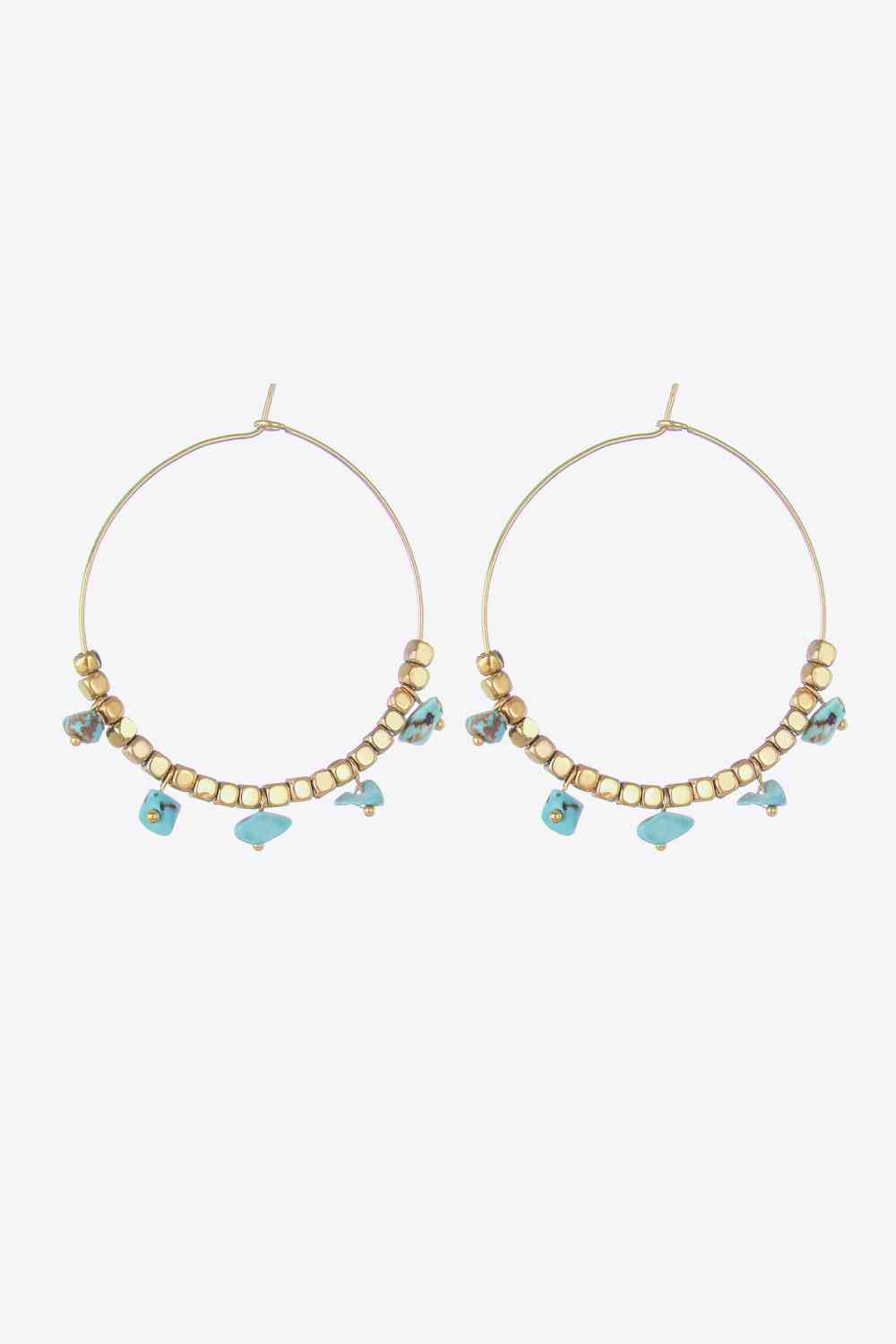 Turquoise Stainless Steel Hoop Earrings - Que Joyitas