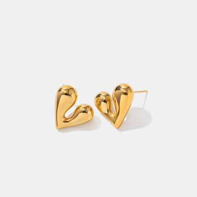 Heart Shape Stainless Steel Stud Earrings - Que Joyitas