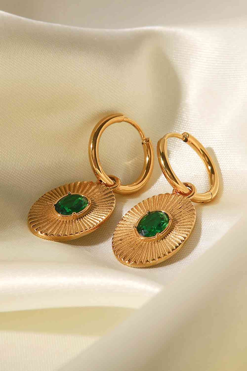 Stainless Steel Oval Dangle Earrings - Que Joyitas