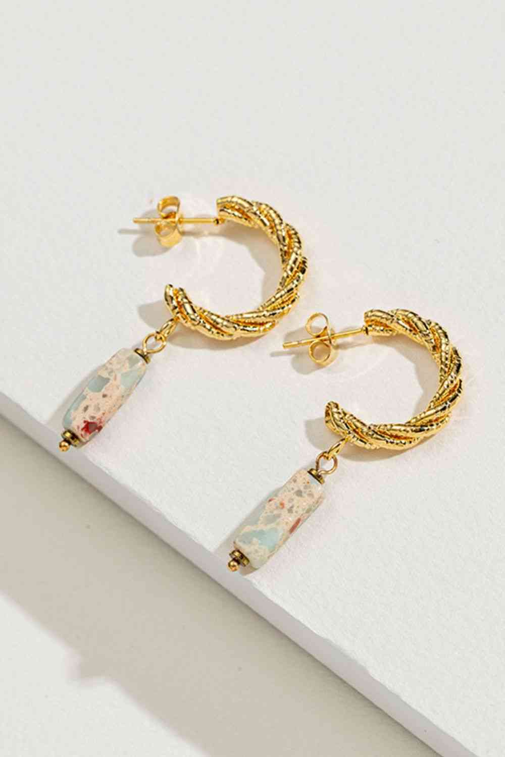 Monica Natural Stone Drop Earrings - Que Joyitas