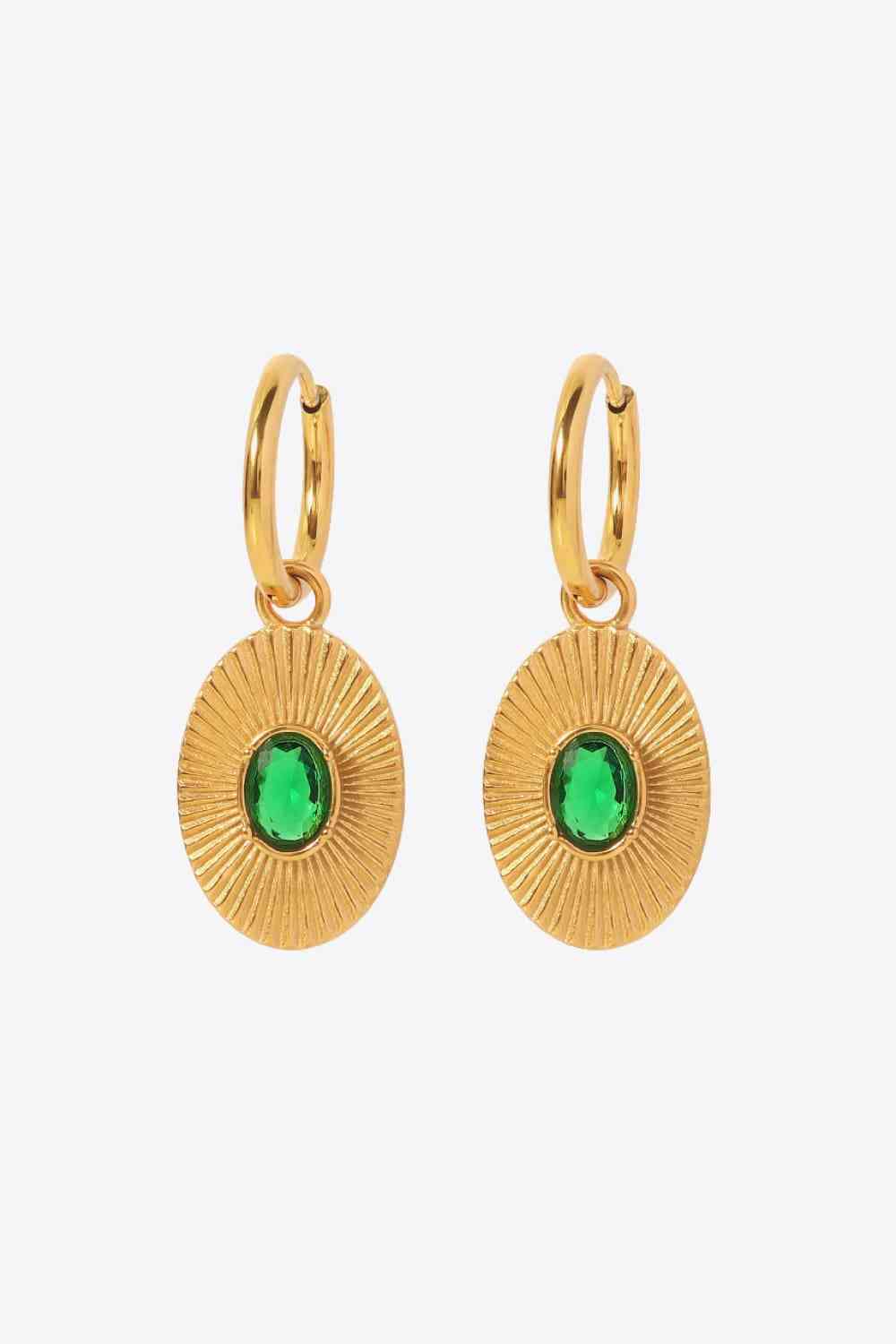 Stainless Steel Oval Dangle Earrings - Que Joyitas