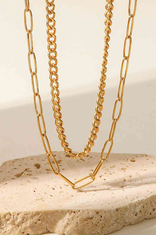 Agnes Double Layered Gold Chain Necklace - Que Joyitas