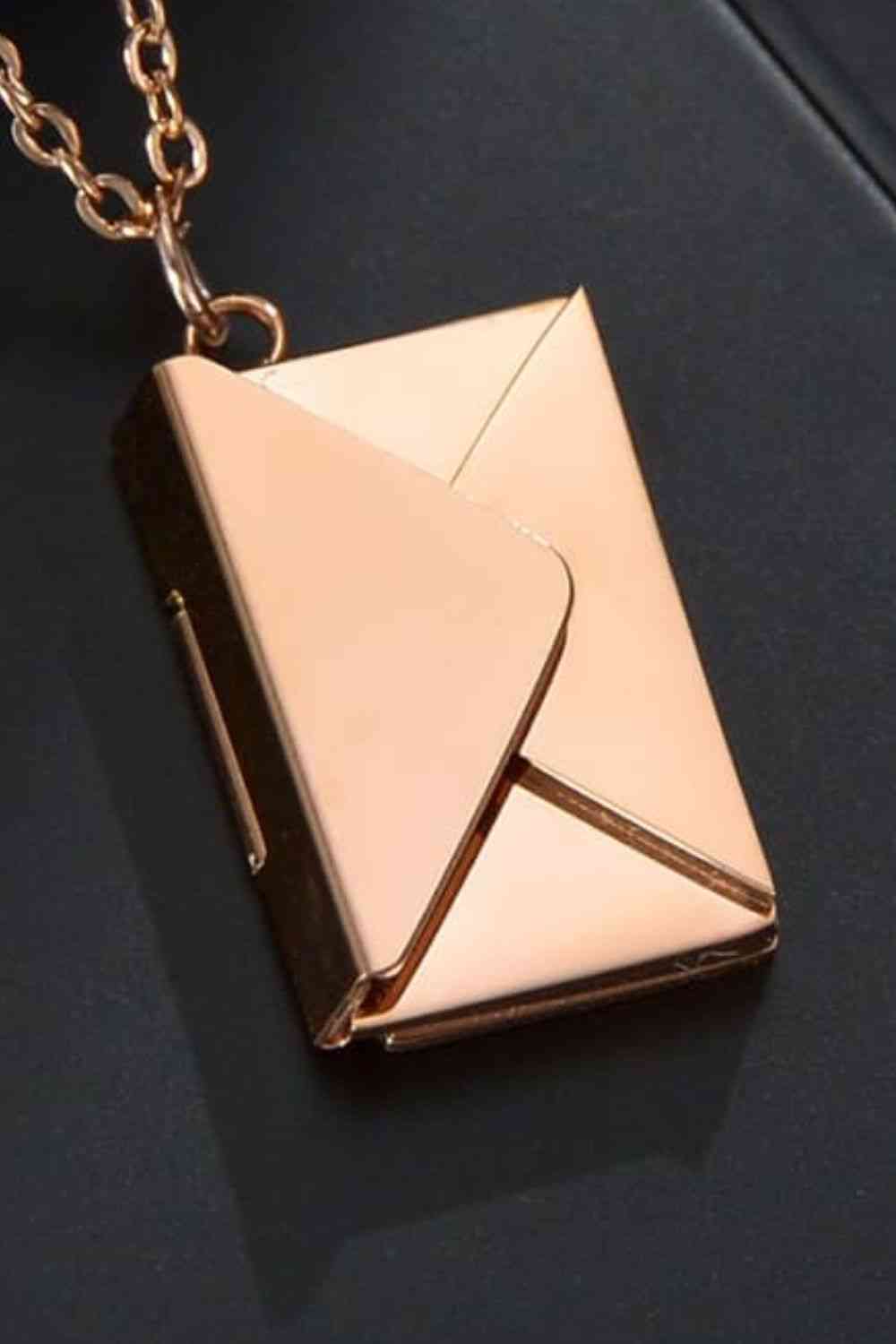 Envelope Love Message Pendant Stainless Steel Necklace - Que Joyitas