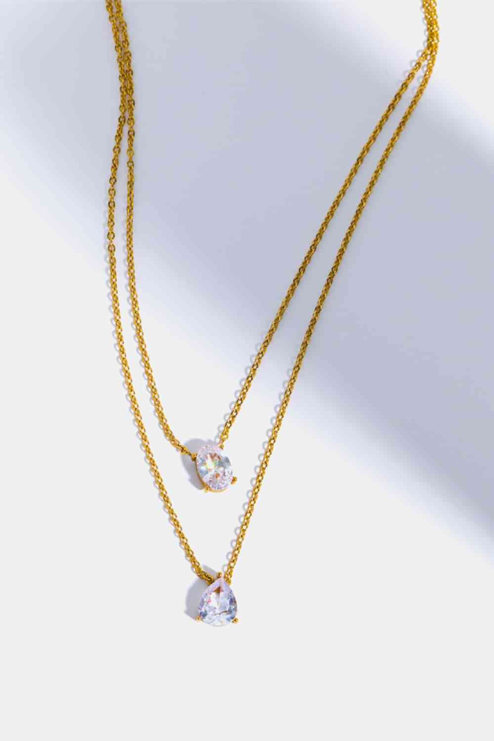 Teardrop & Oval Gold Plated Necklace - Que Joyitas