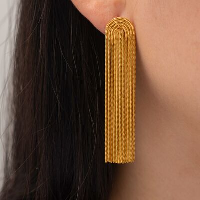 Gold Rainbow Tassel Dangle Earrings - Que Joyitas