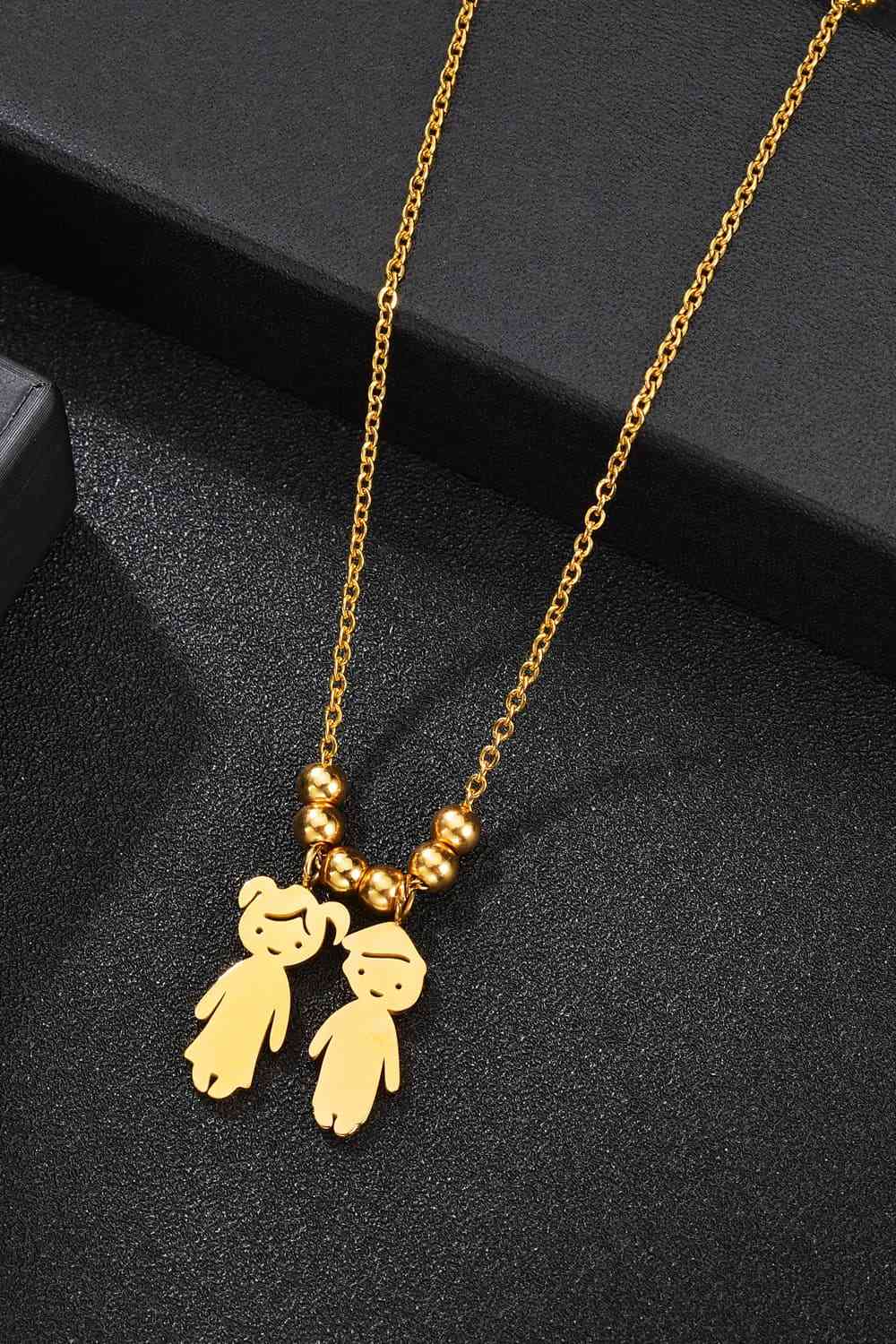 Boy and Girl Pendant Stainless Steel Necklace - Que Joyitas
