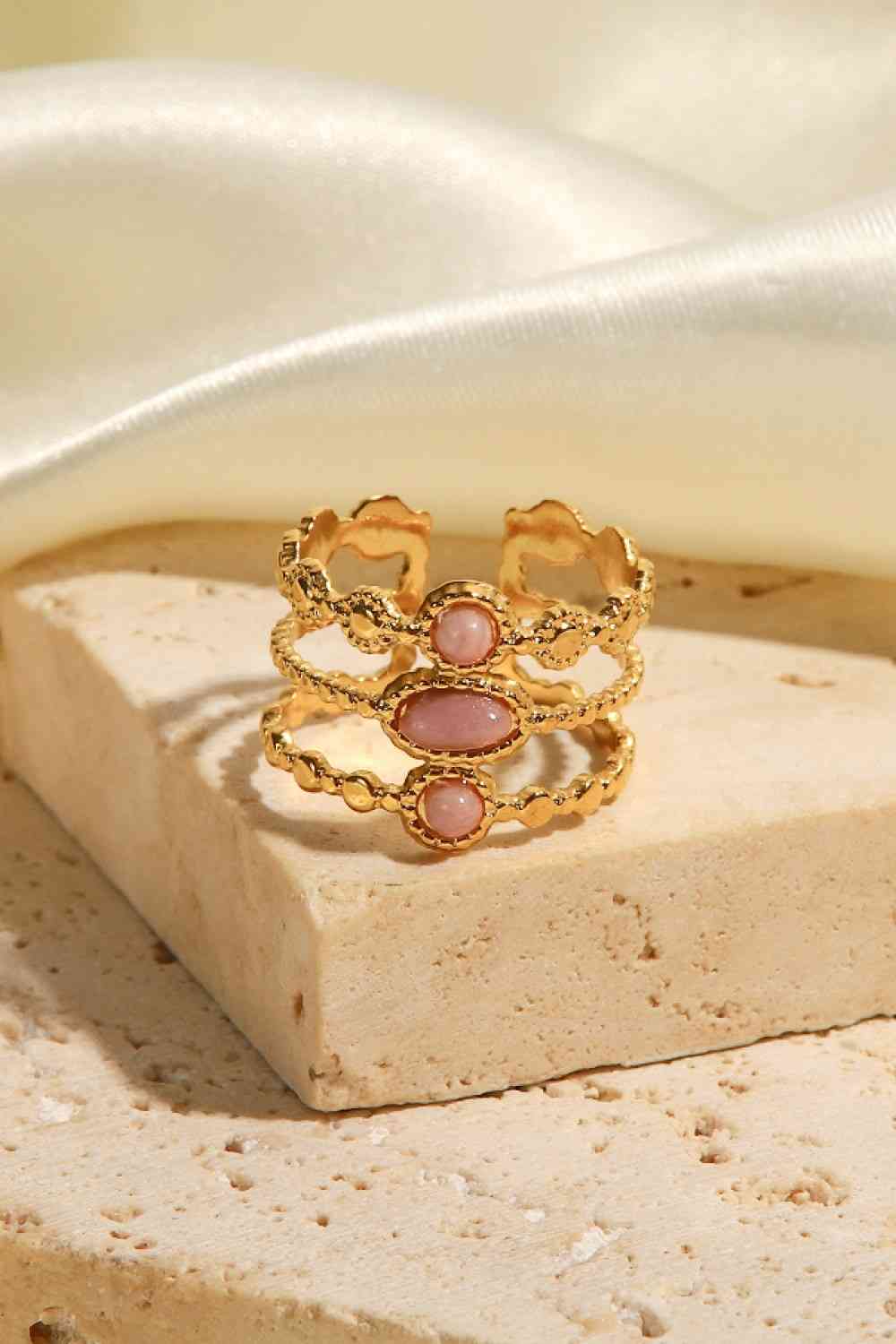 Pink and Gold Triple-Layered Open Ring - Que Joyitas