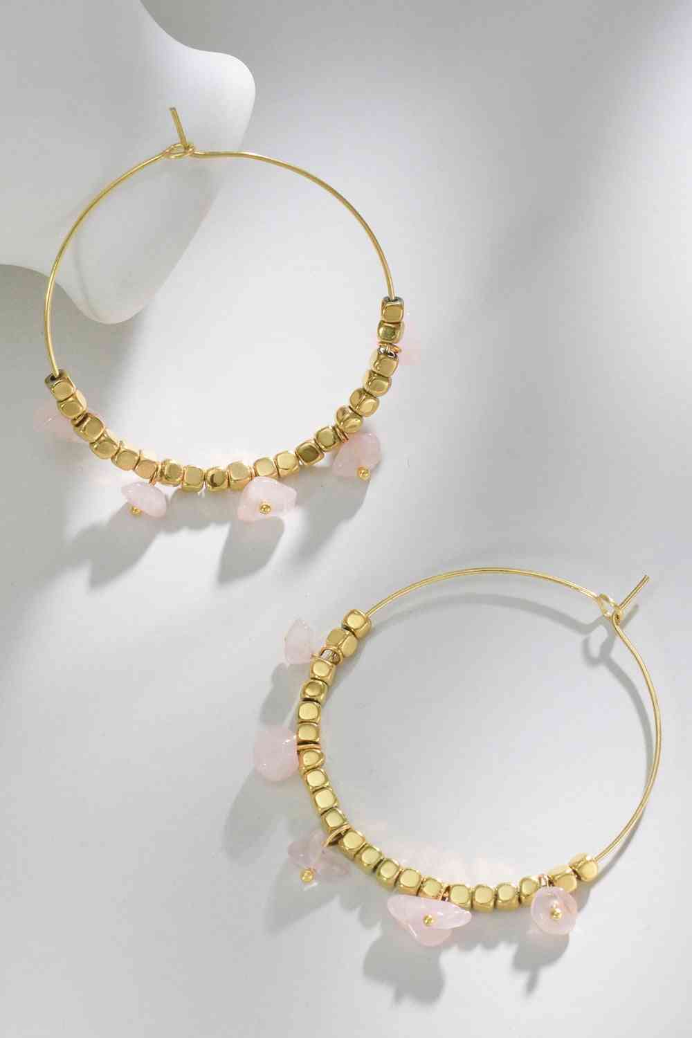 Turquoise Stainless Steel Hoop Earrings - Que Joyitas