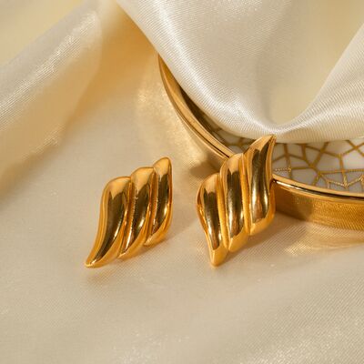 Triple Bold Layered Gold Earrings - Que Joyitas