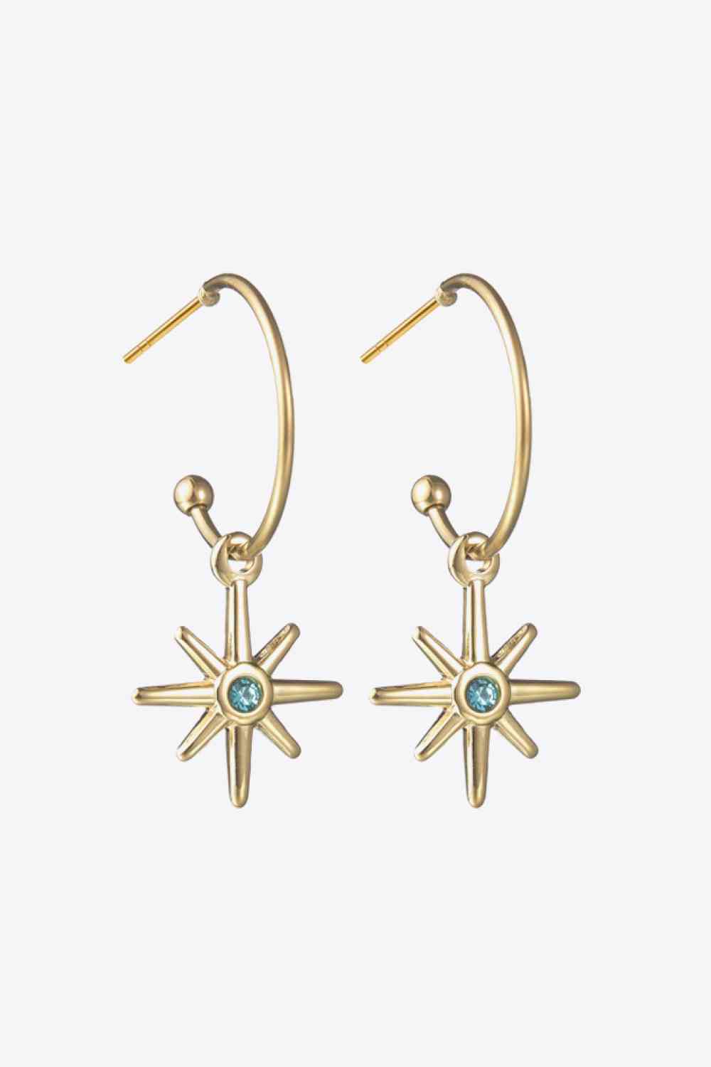 Retro Blue Star C-Hoop Drop Earrings - Que Joyitas