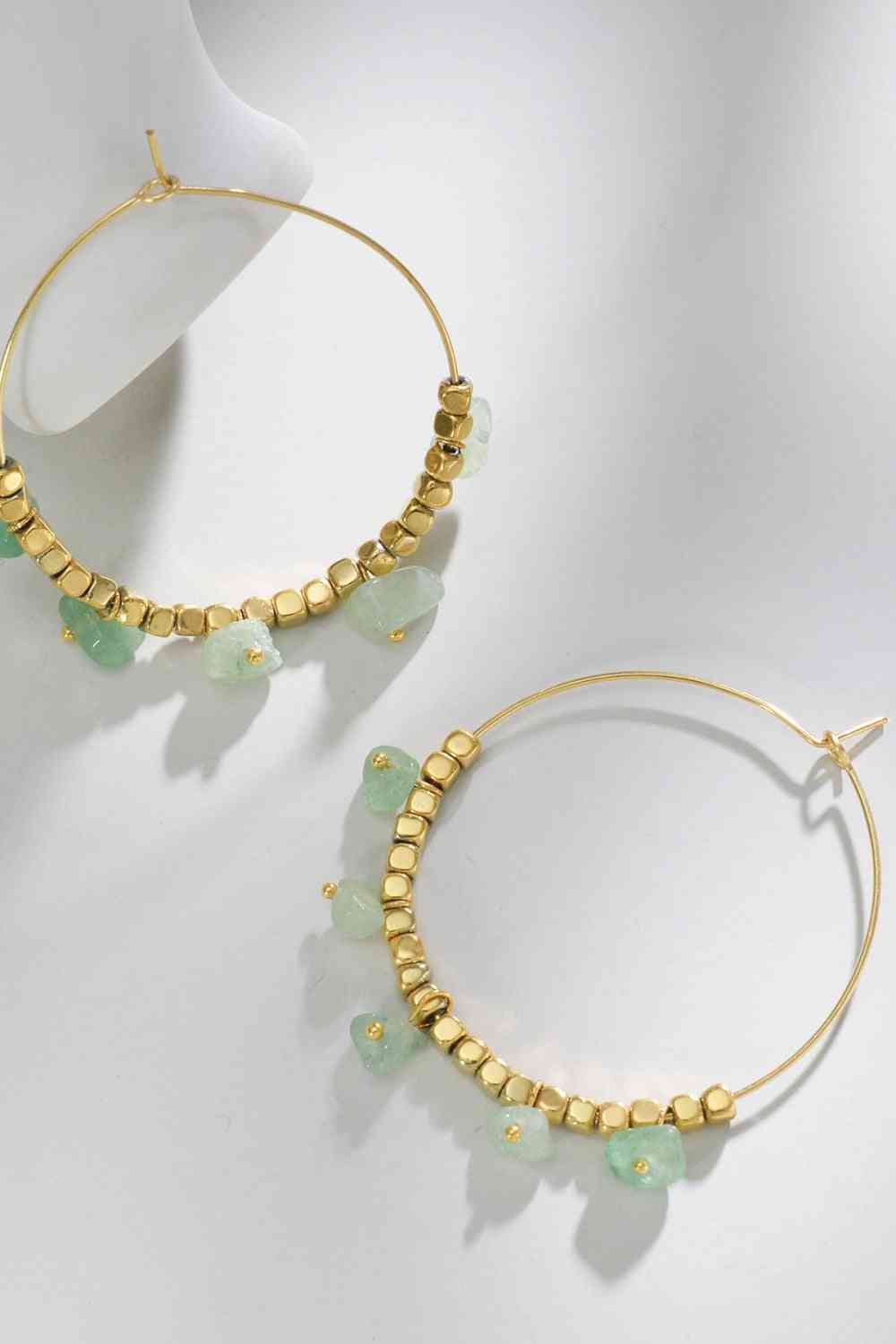 Turquoise Stainless Steel Hoop Earrings - Que Joyitas